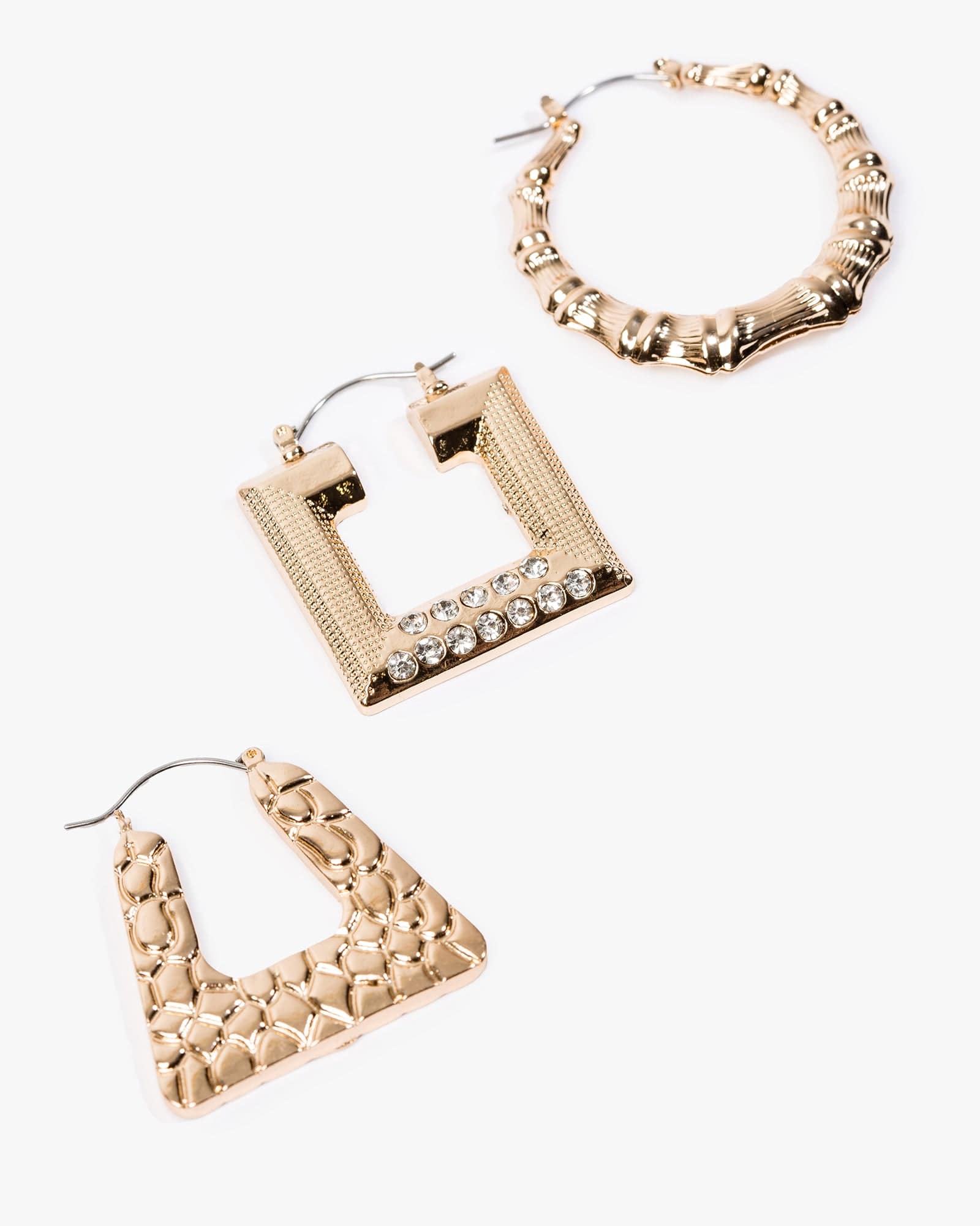Gold Textural Hoop Earring Pack