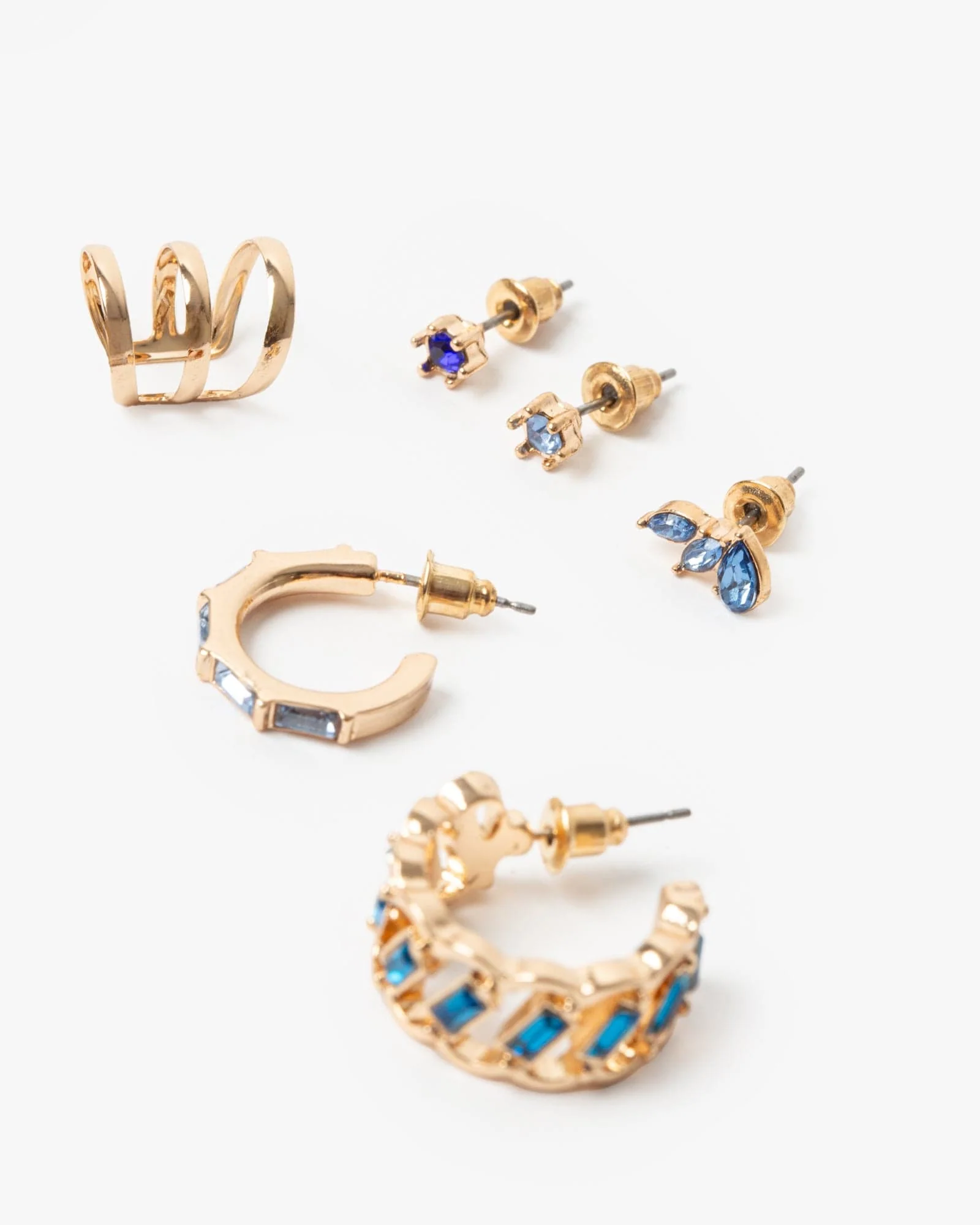 Blue Multi Colour Crystal Earring Pack