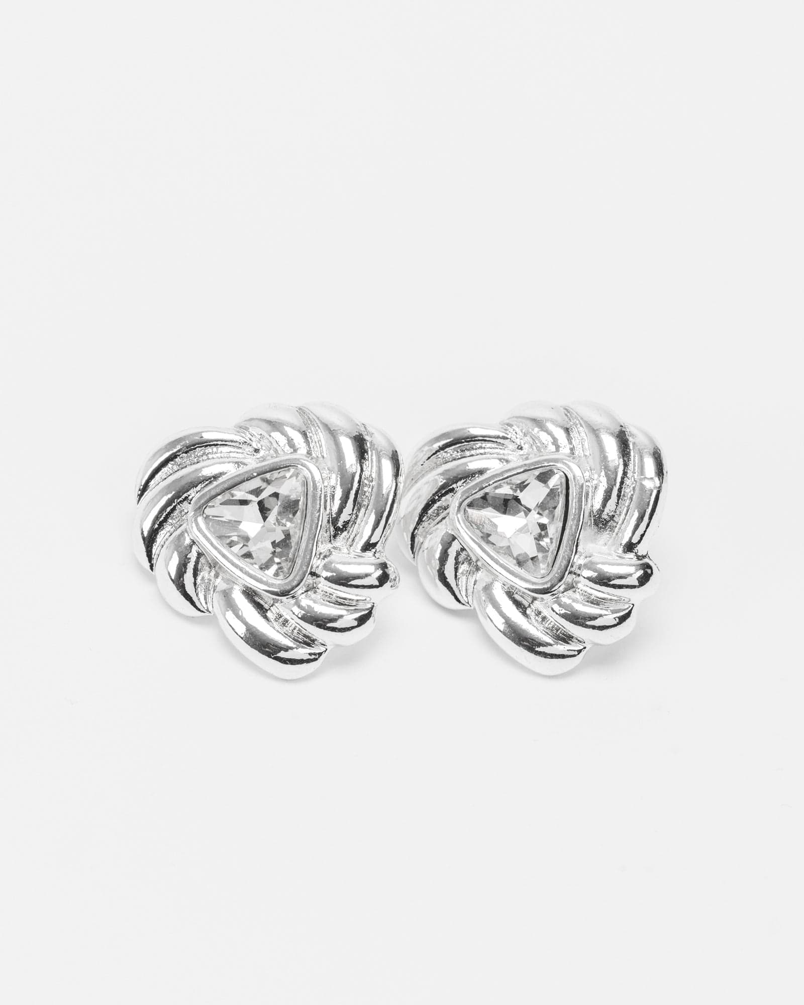 Crystal Oversized Twist Stud Earrings