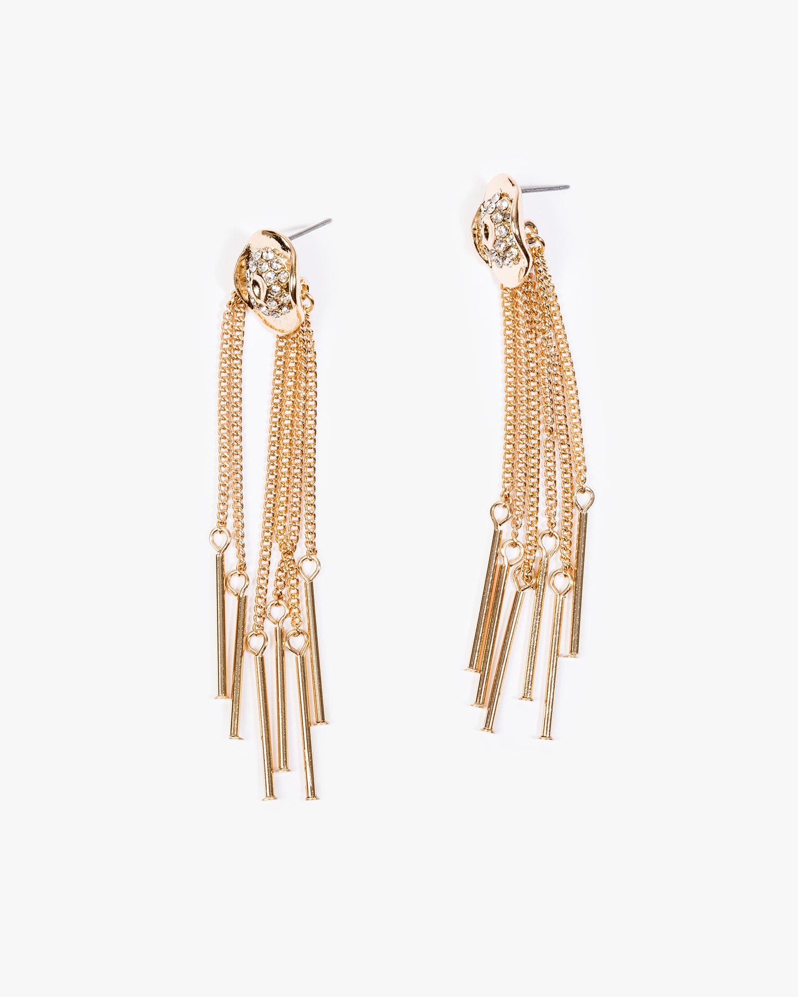 Gold Cowboy Hat Chain Drop Earrings