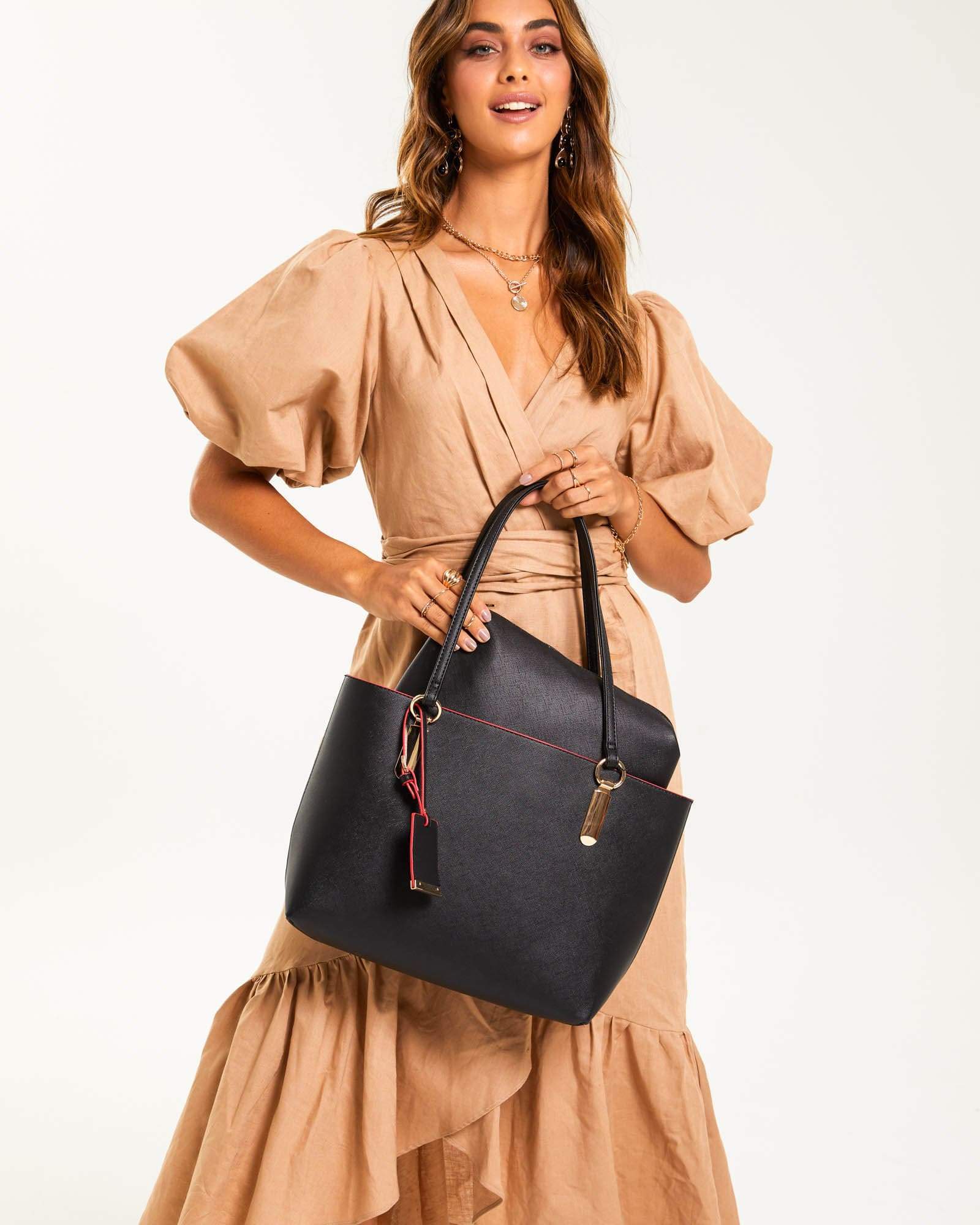 Black Angelina Medium Tote Bag