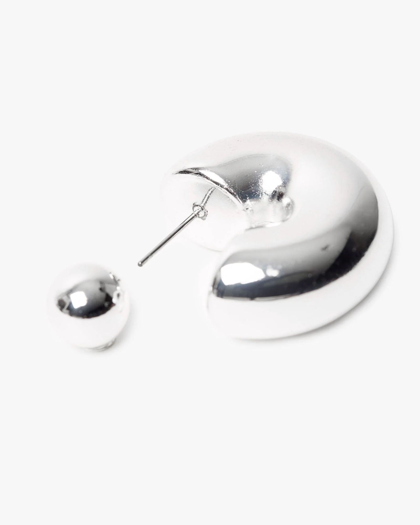 Silver Chubby Front Back Hoop Earrings
