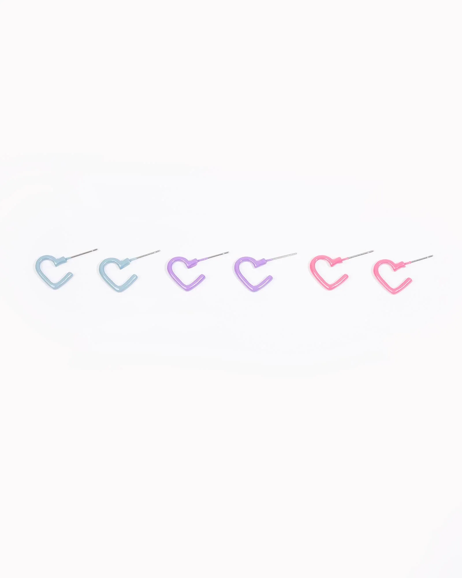 Multi Colour 3 Pack Open Love Heart Hoop Earrings