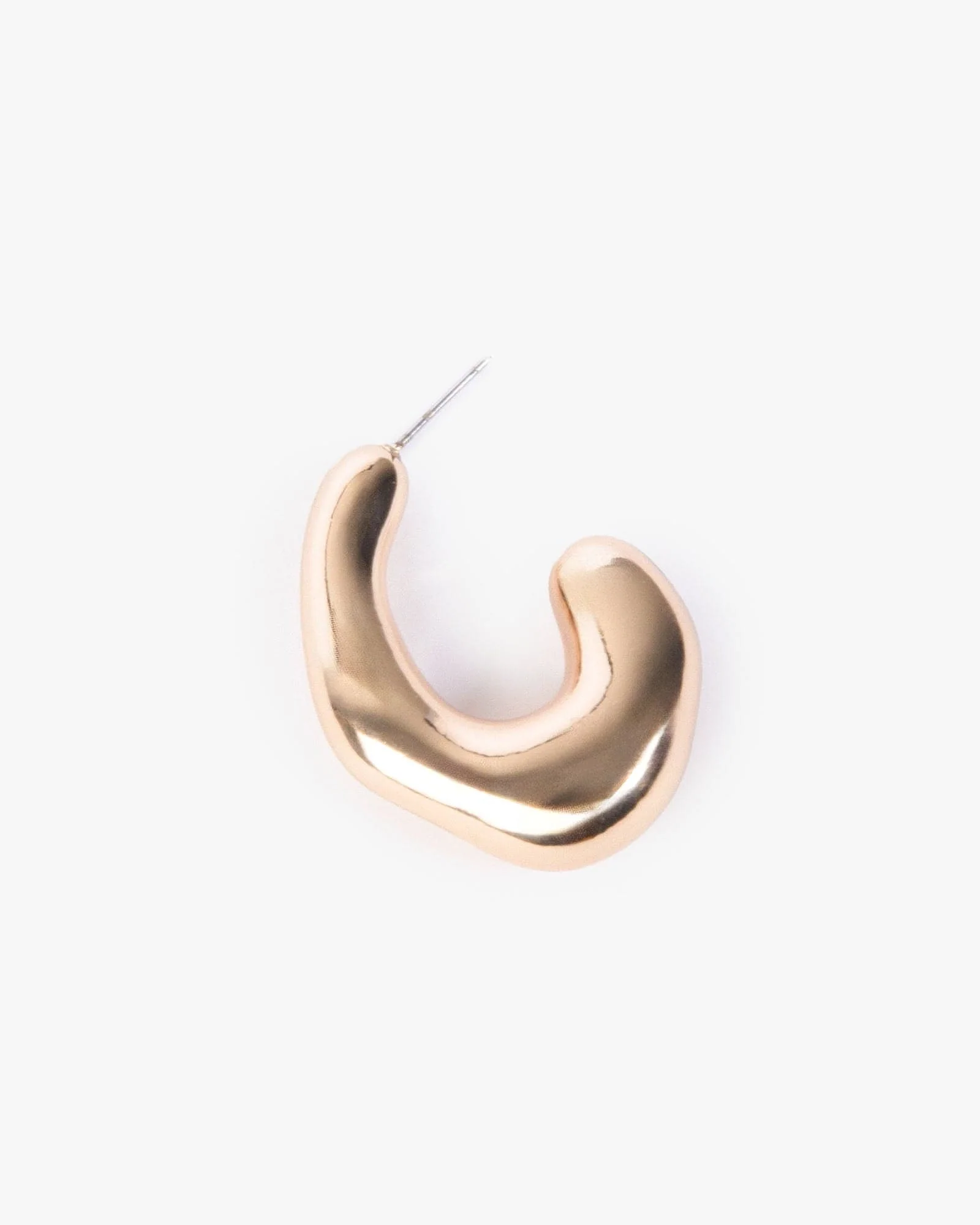 Gold Wavey Organic Oval Hoop Earrings