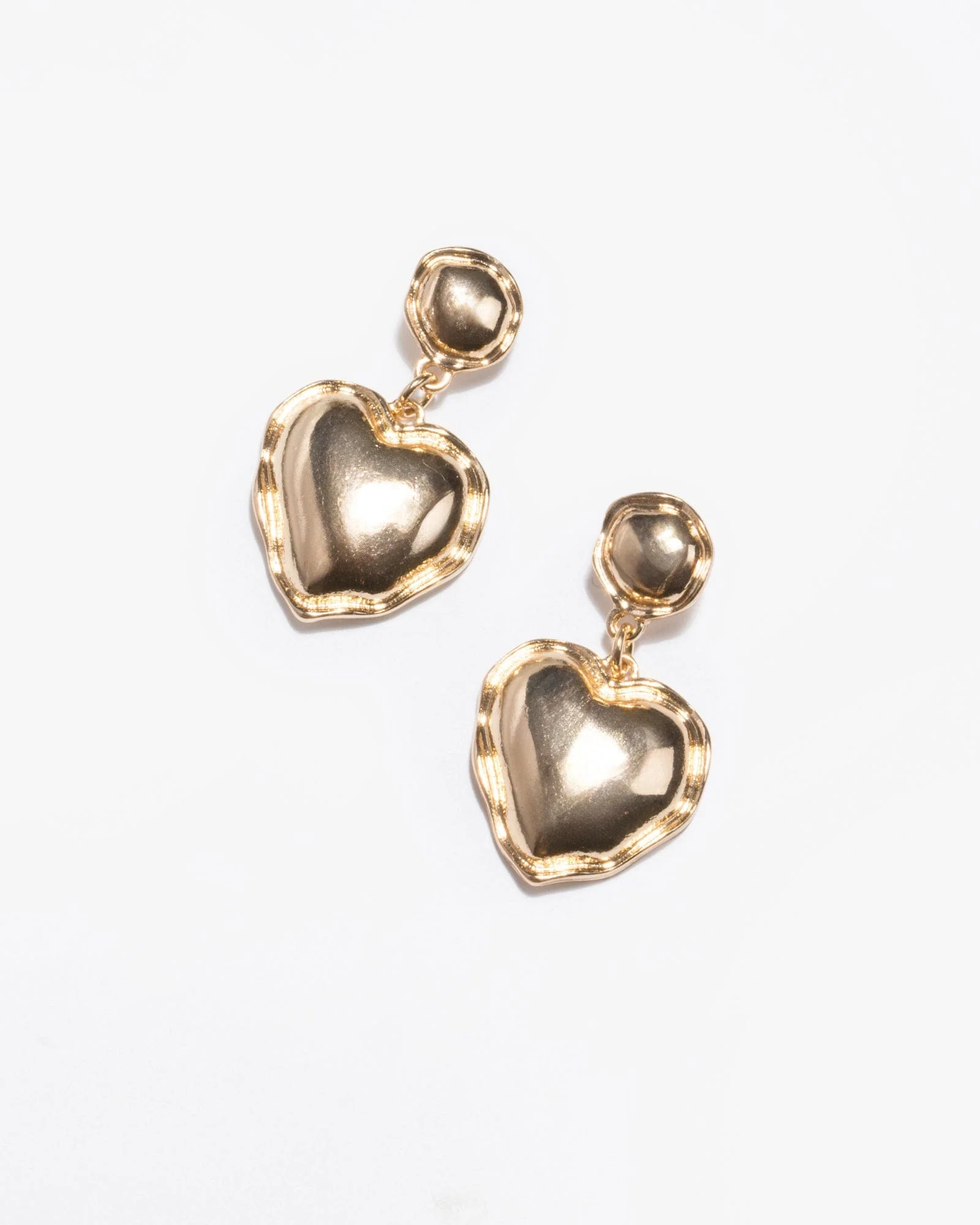 Gold Wavy Heart Drop Earrings
