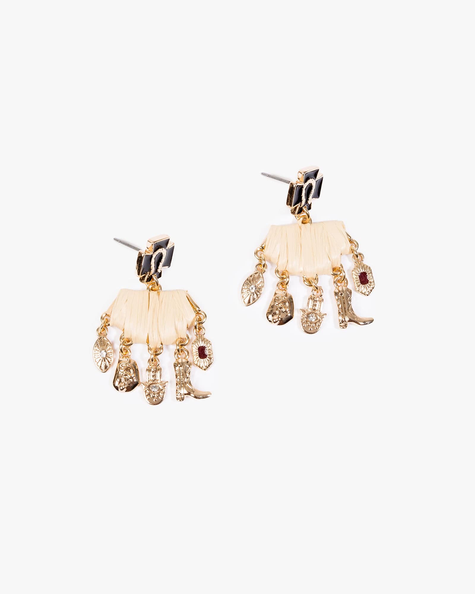 Multi Colour Western Charm Detail Drop Earrings