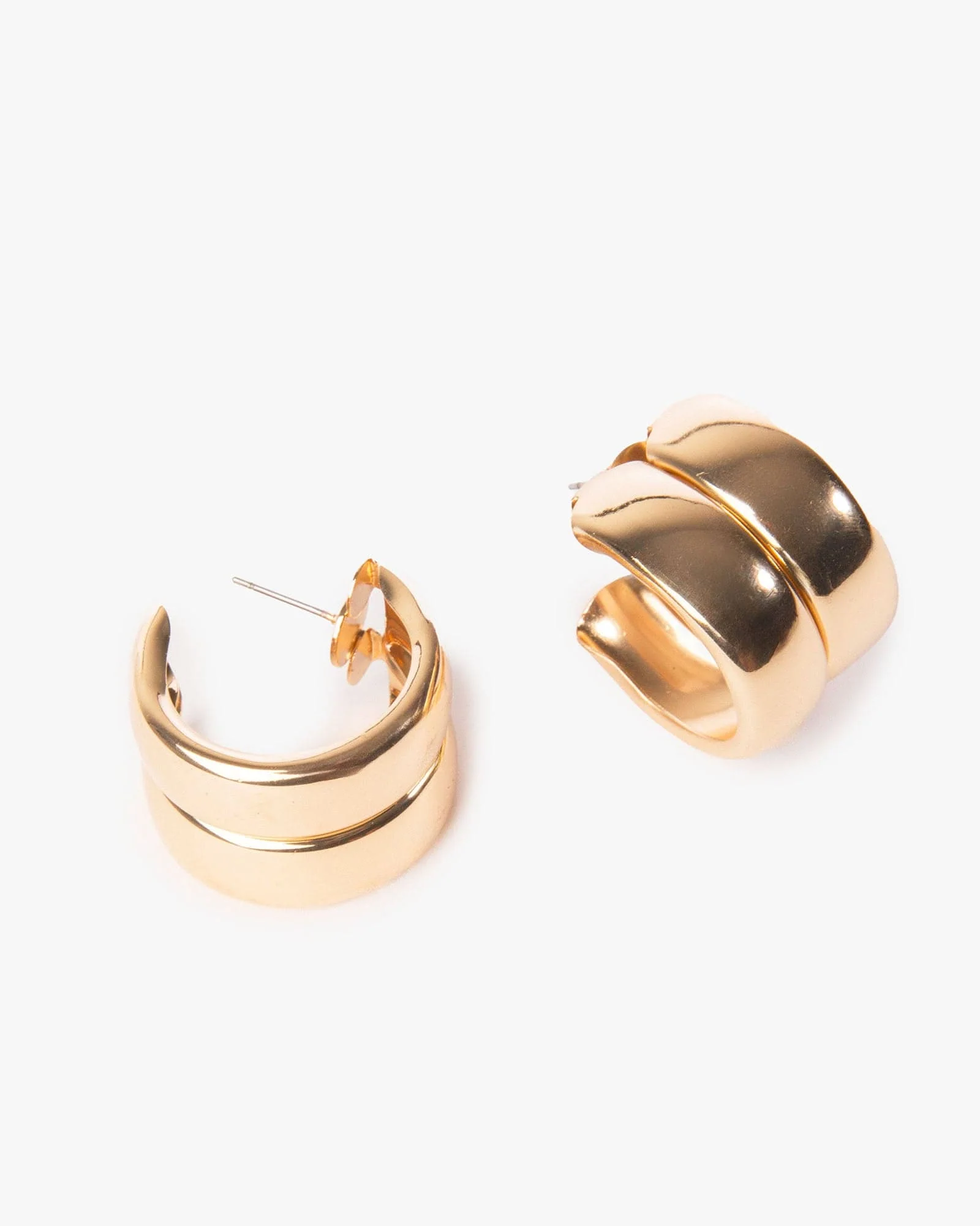 Gold Double Chubby Hoop Earrings