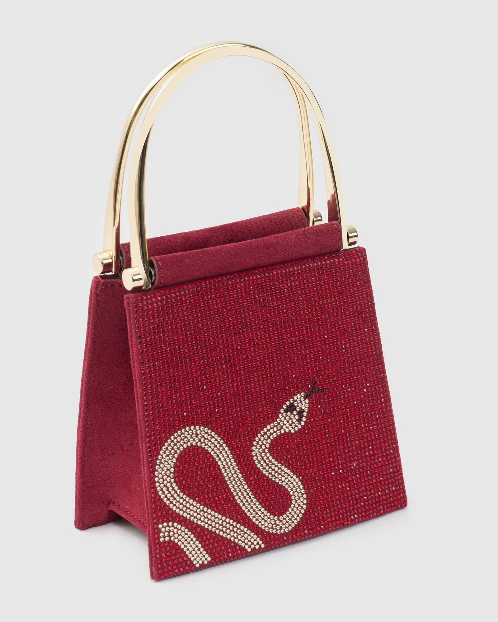 Red Joanna Snake Metal Handle Mini Bag