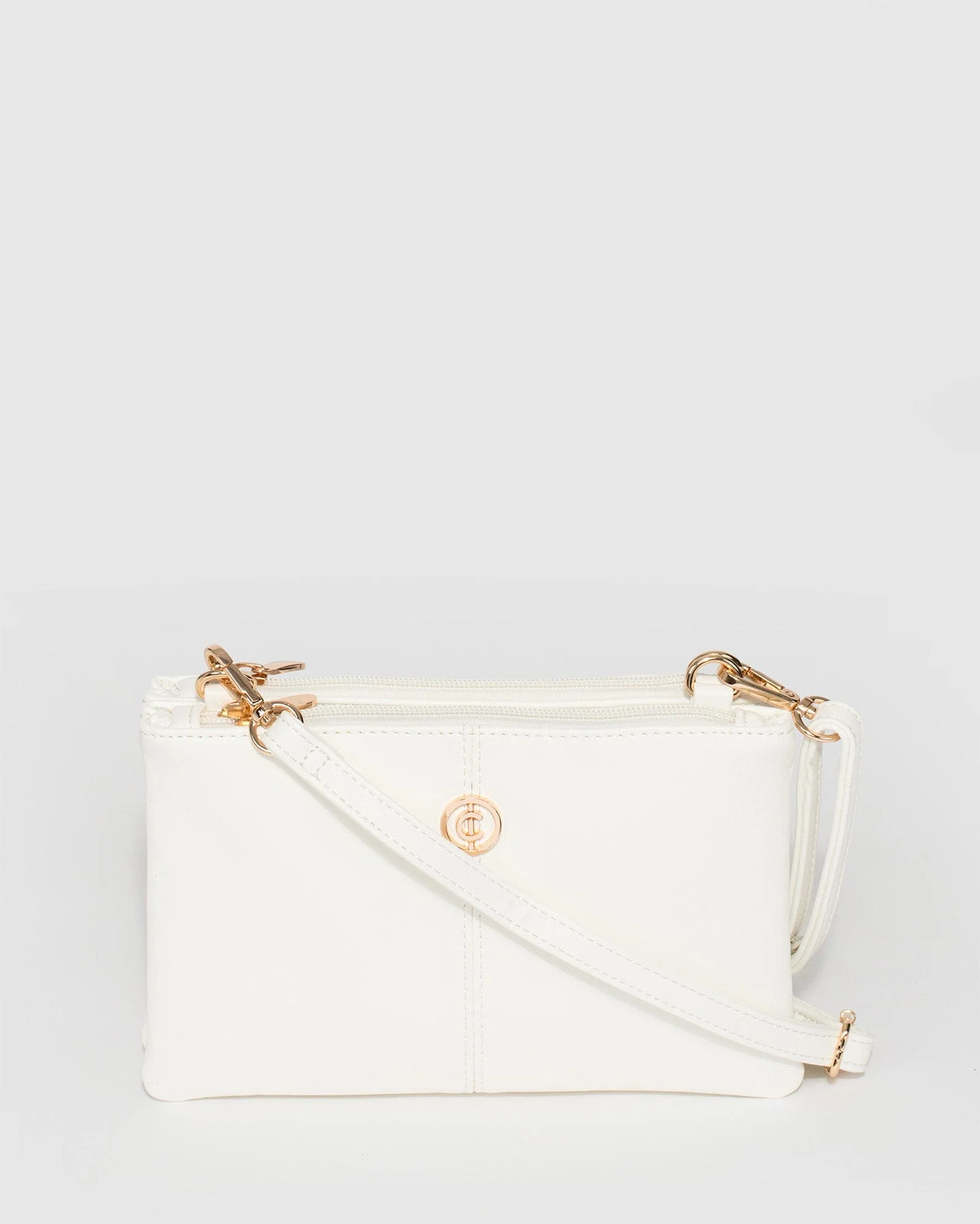White Peta Double Pouch Bag