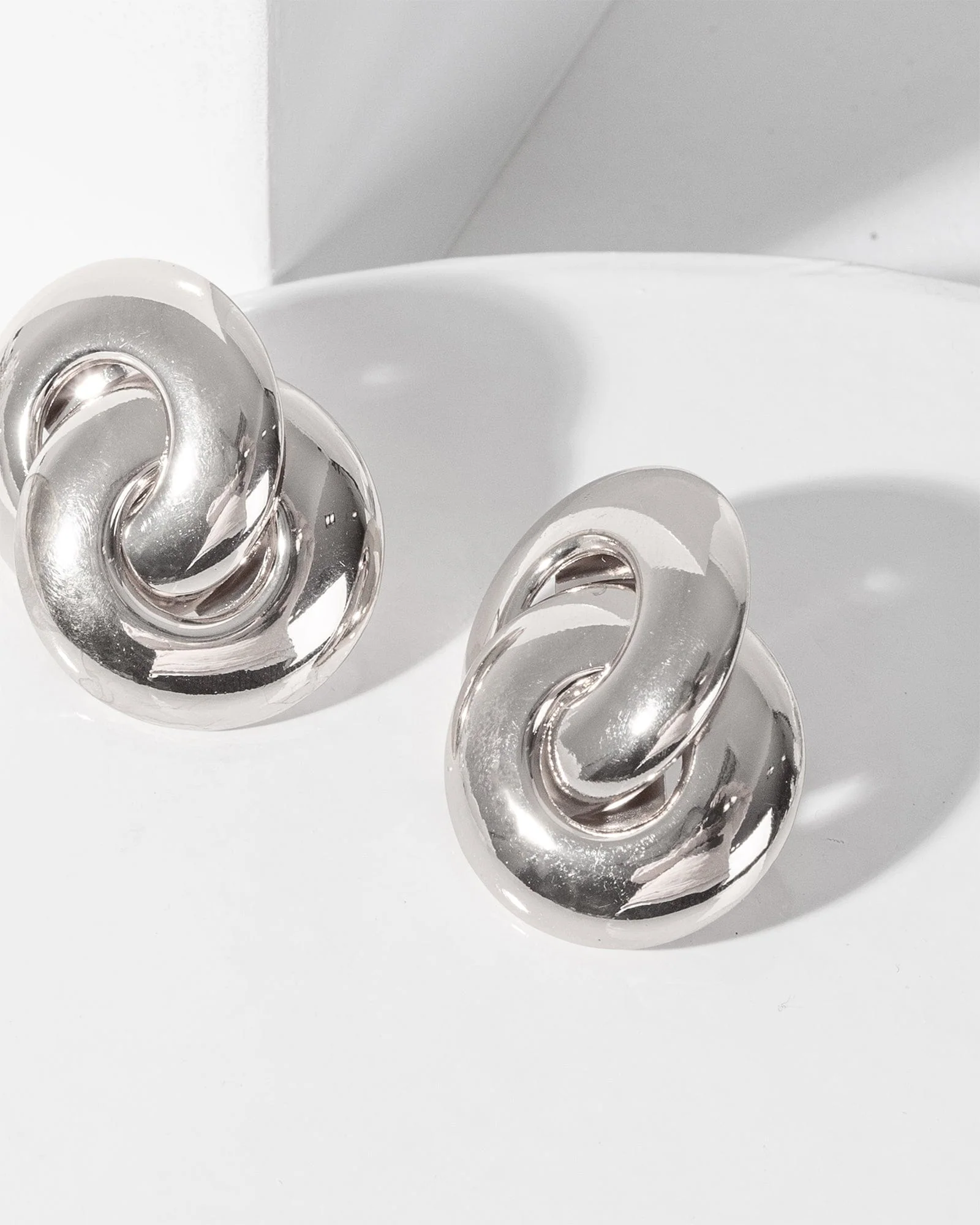 Silver Interlocking Stud Earrings
