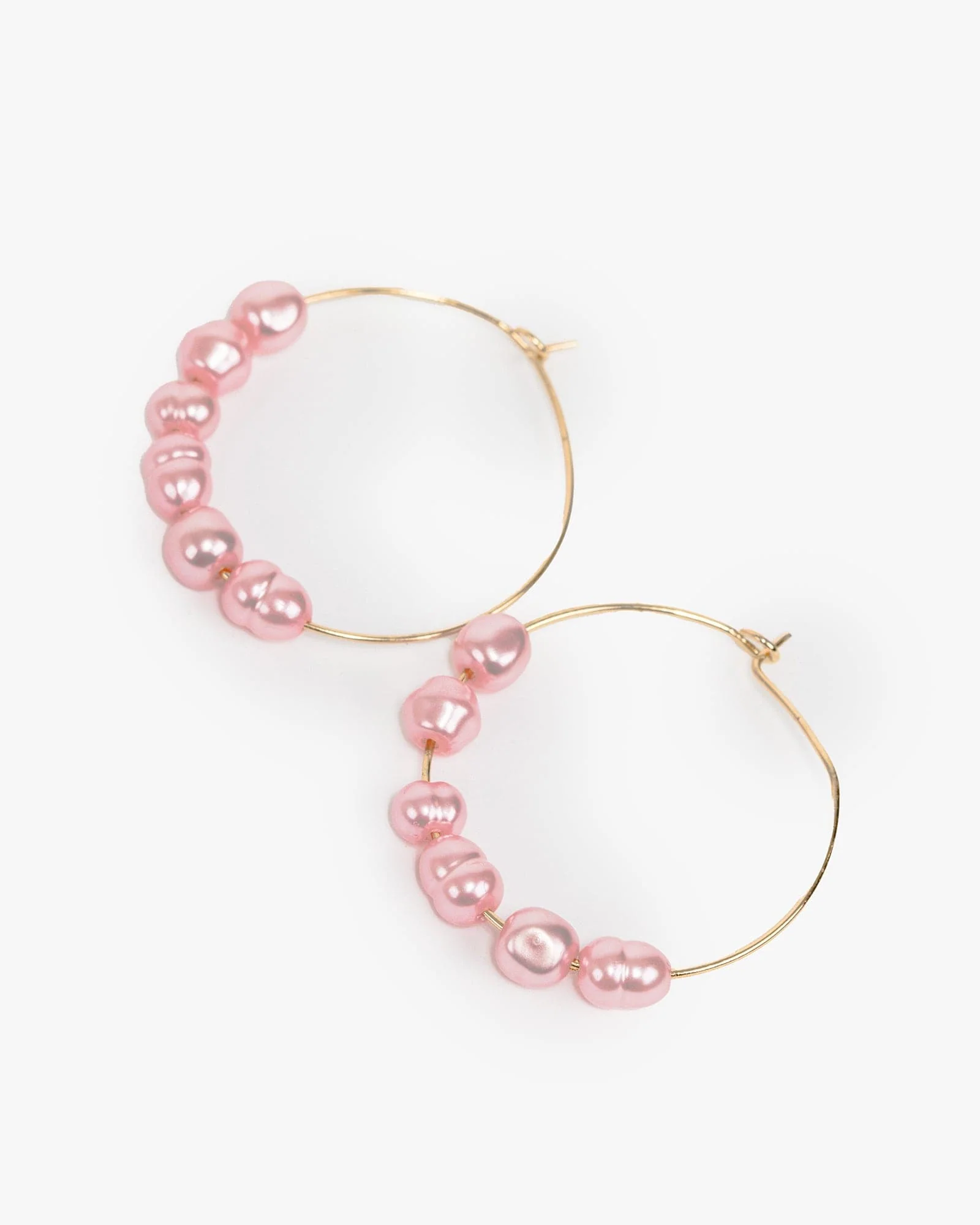 Pink Pearl Fine Hoop Earrings