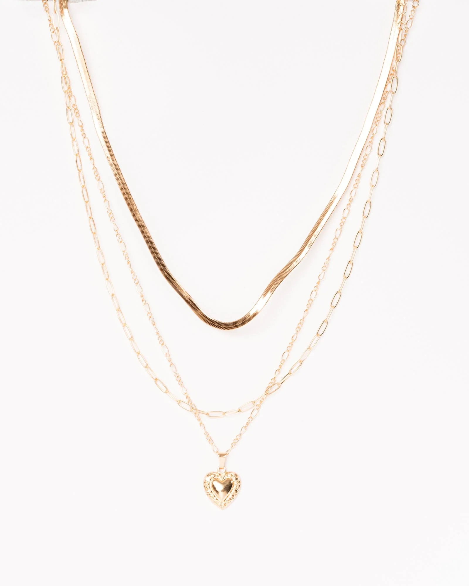 Gold Snake Chain Heart Pack