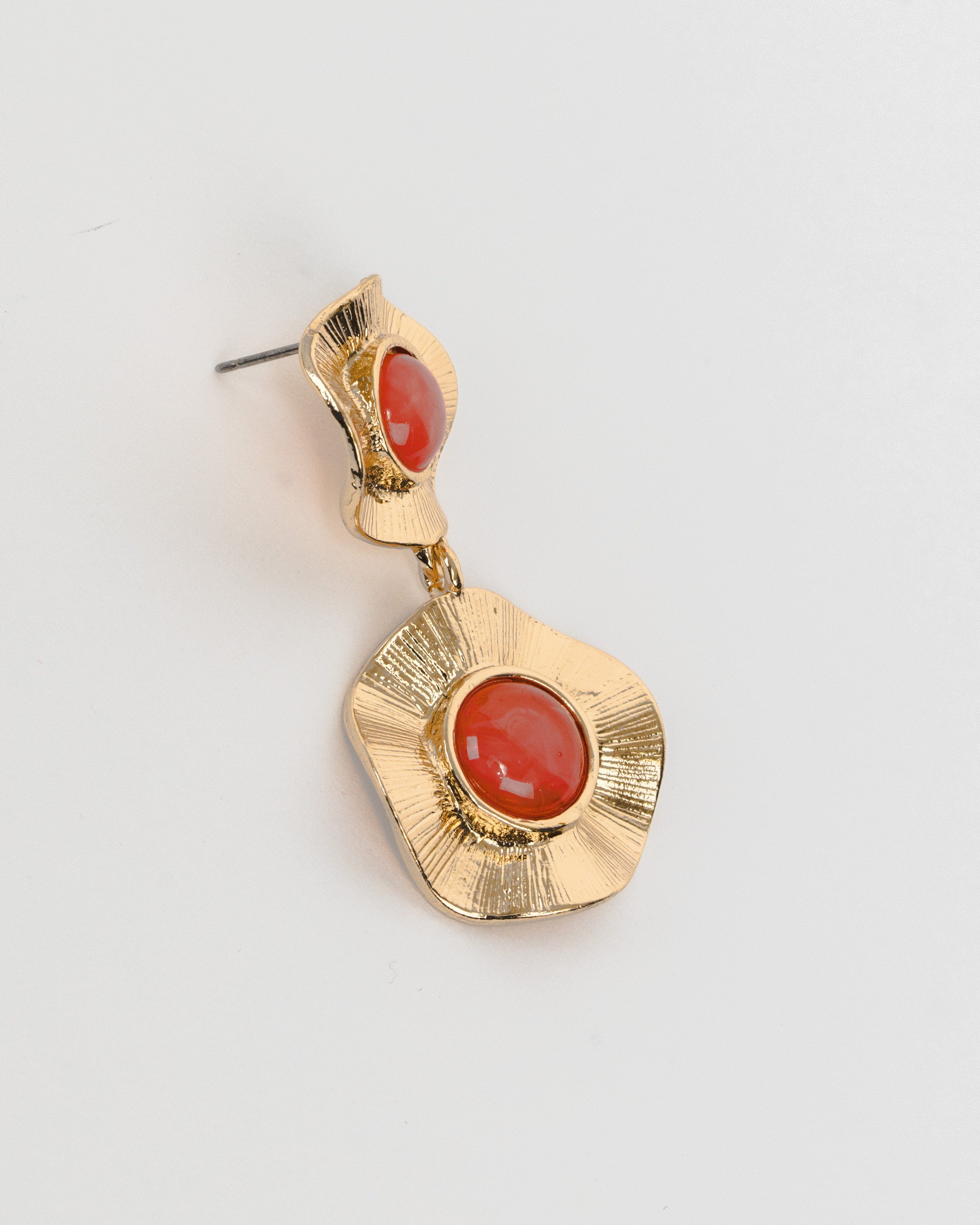 Pink Hammered Discs Drop Earrings
