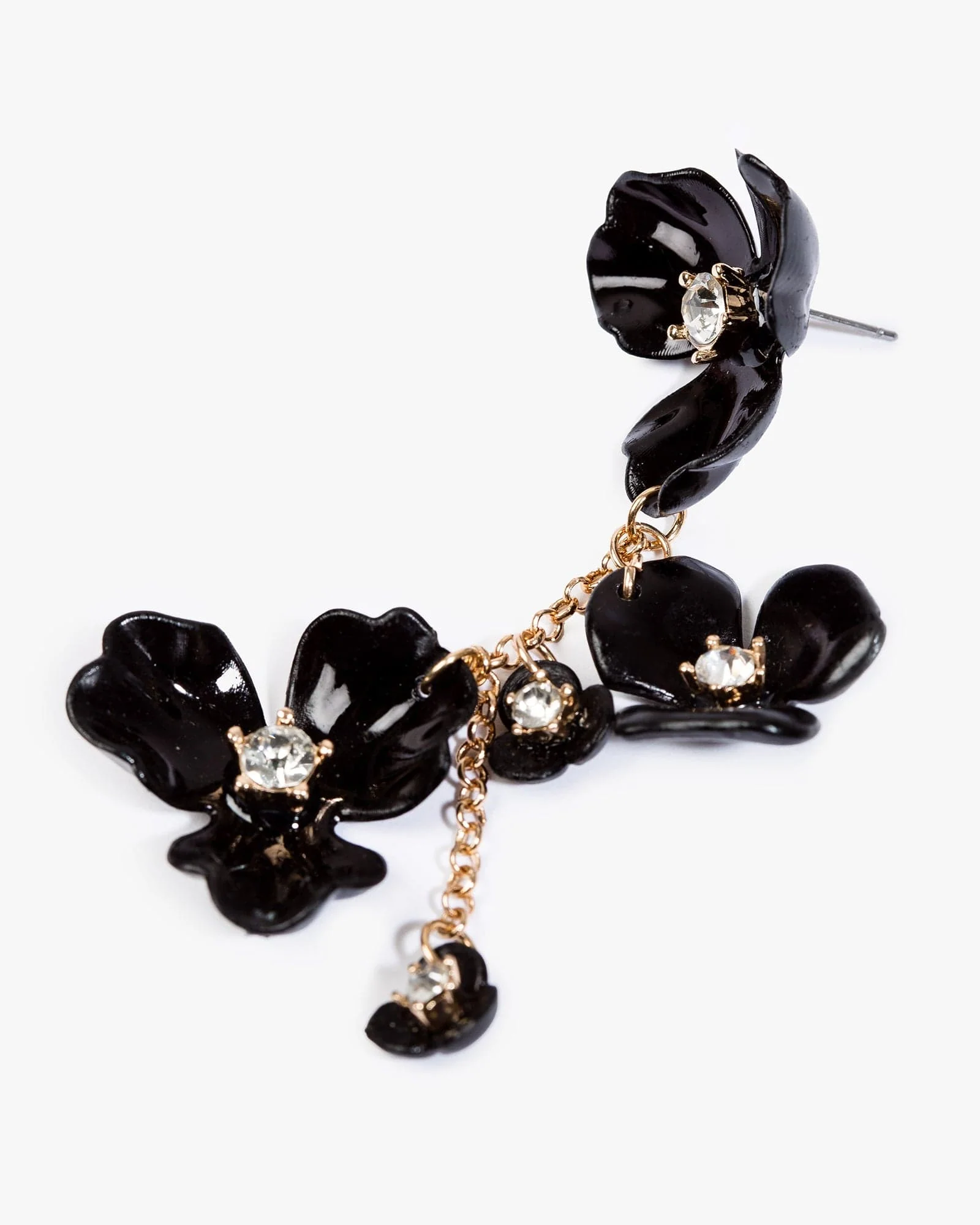 Black Acrylic Flower Statement Earrings