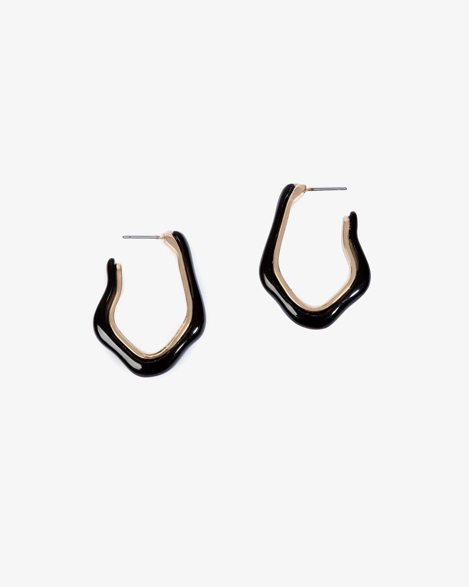 Black Resin Organic Hoop Earrings