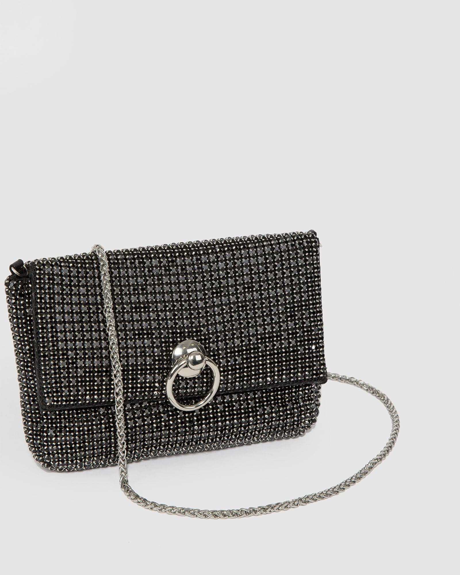Black Jamila Disc Clutch Bag