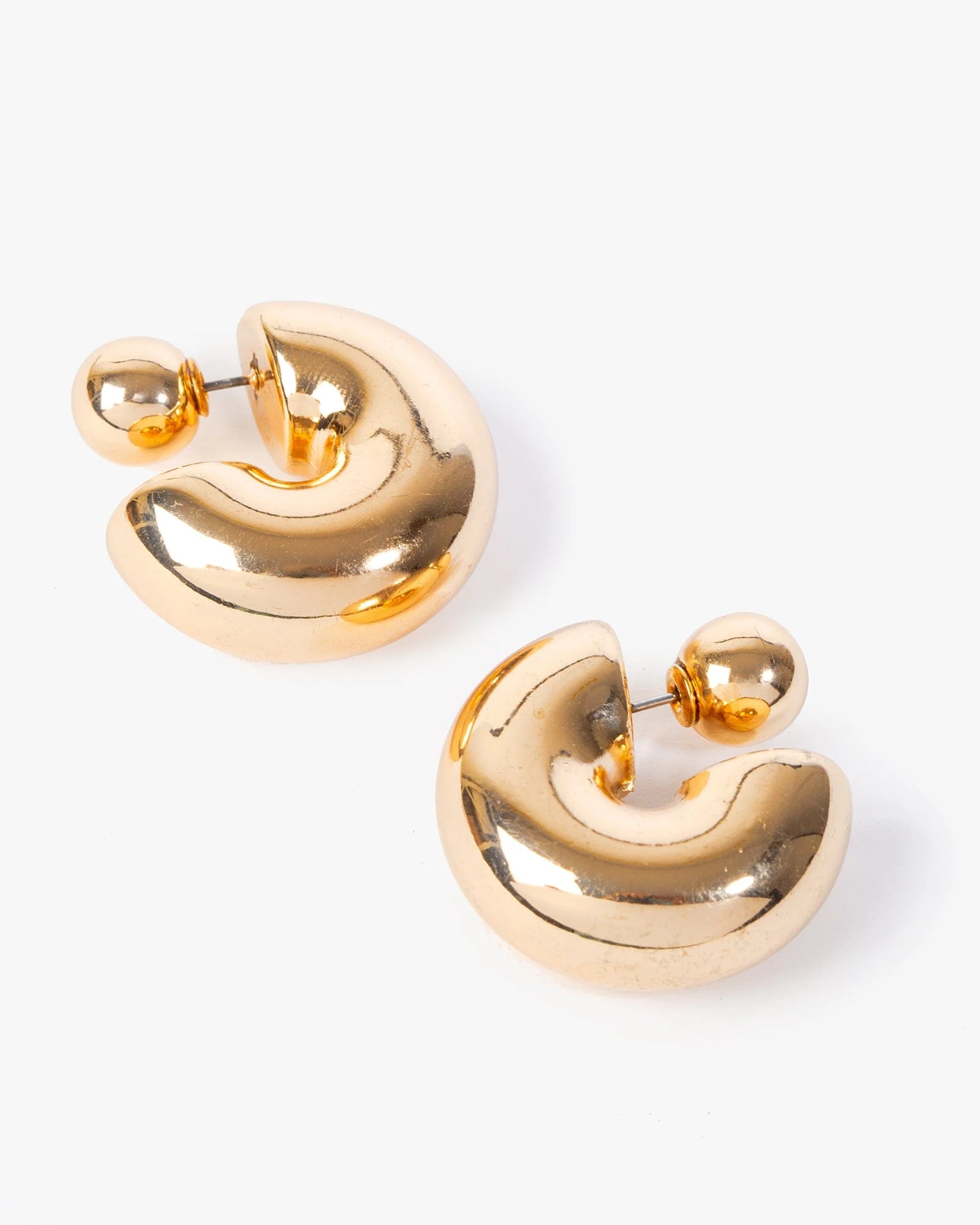 Gold Chubby Front Back Hoop Earrings