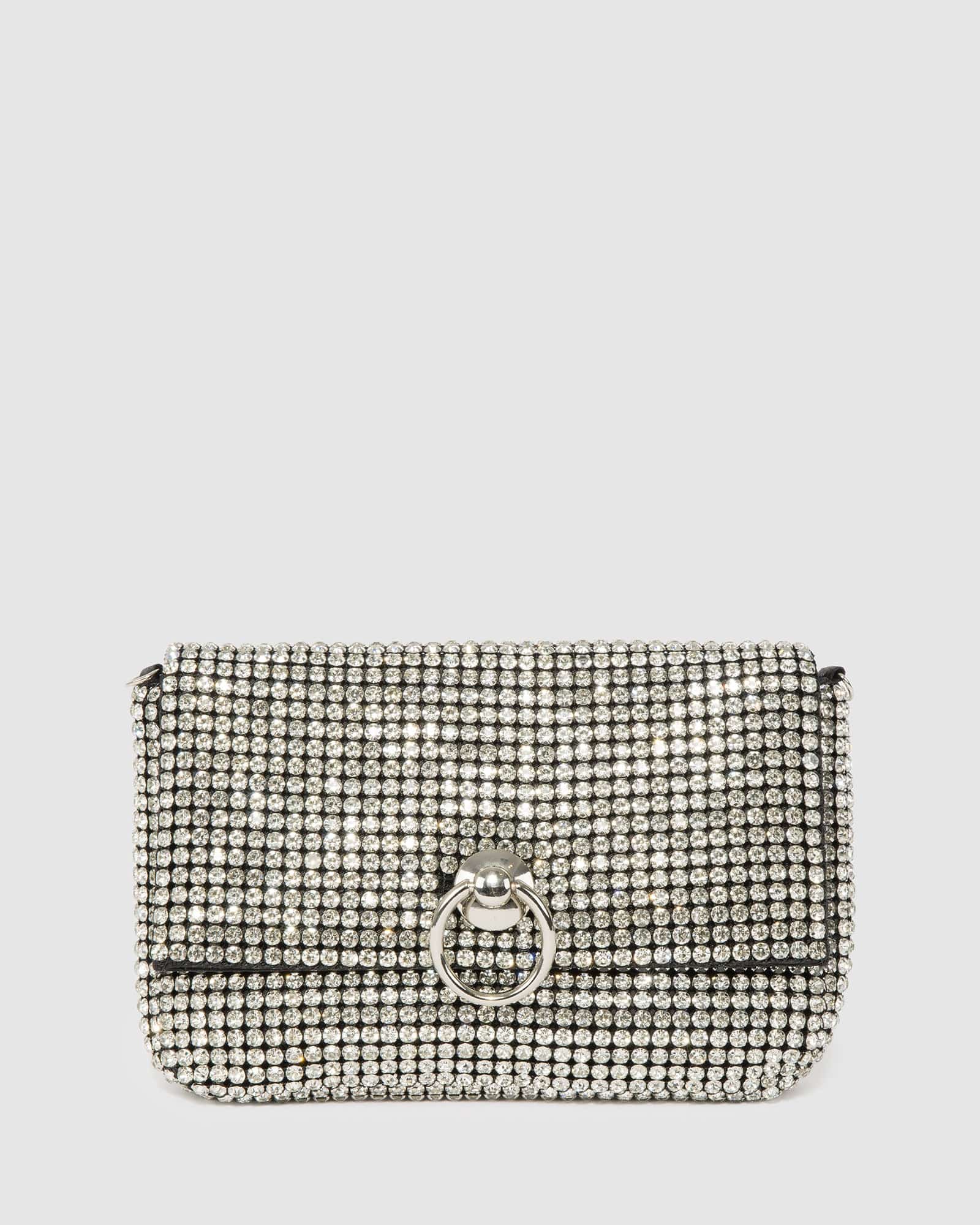 Silver Jamila Disc Clutch Bag