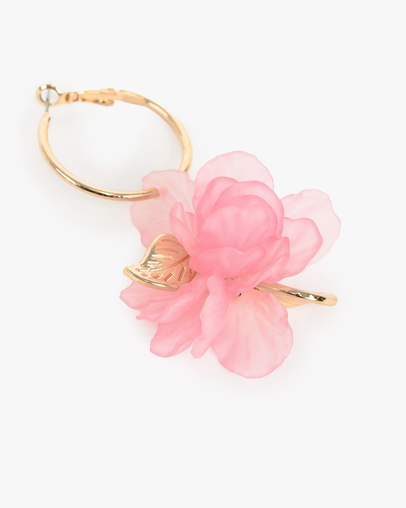 Pink Flower Statement Hoop Earrings