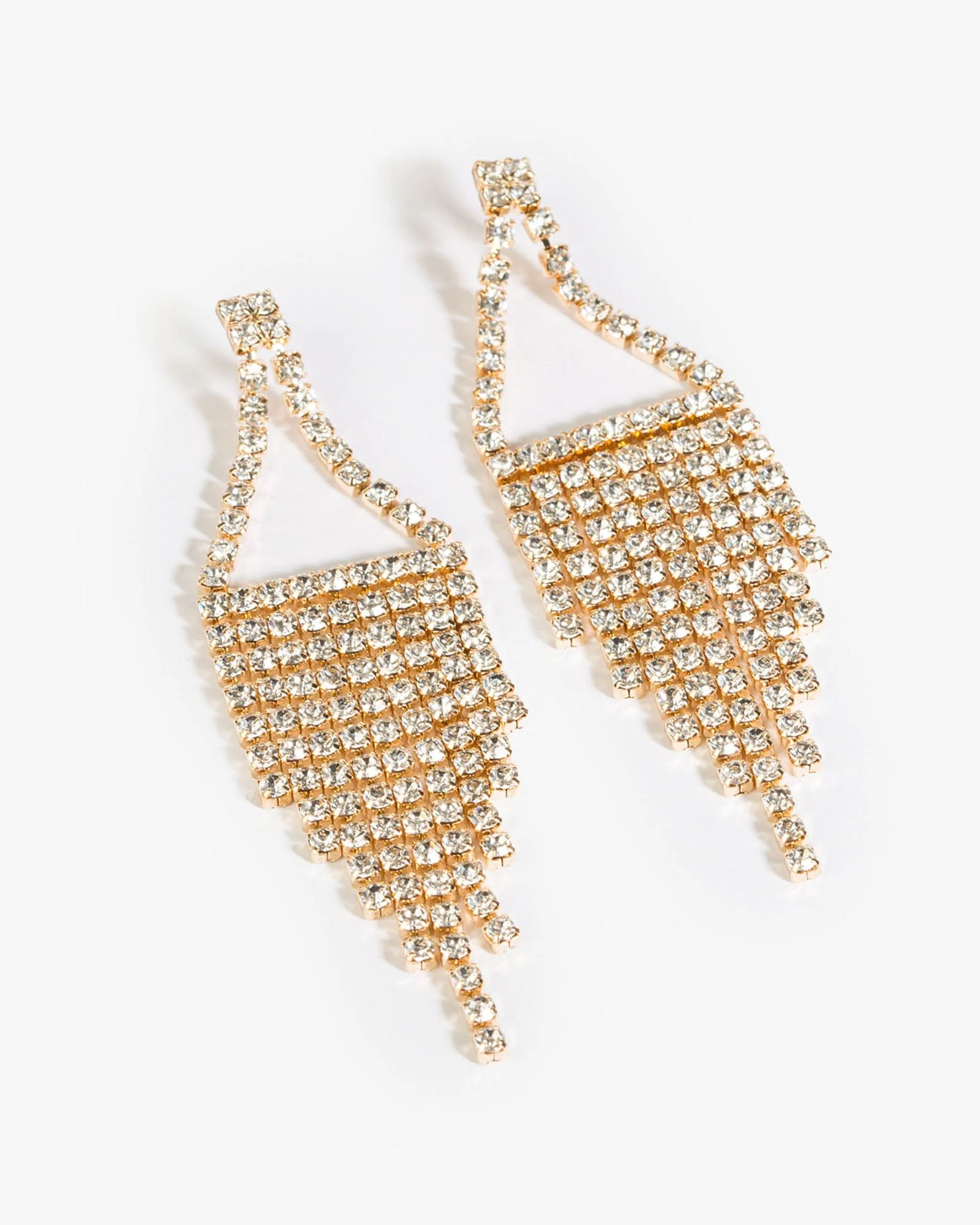 Crystal Diamond Cup Chain Drop Earrings