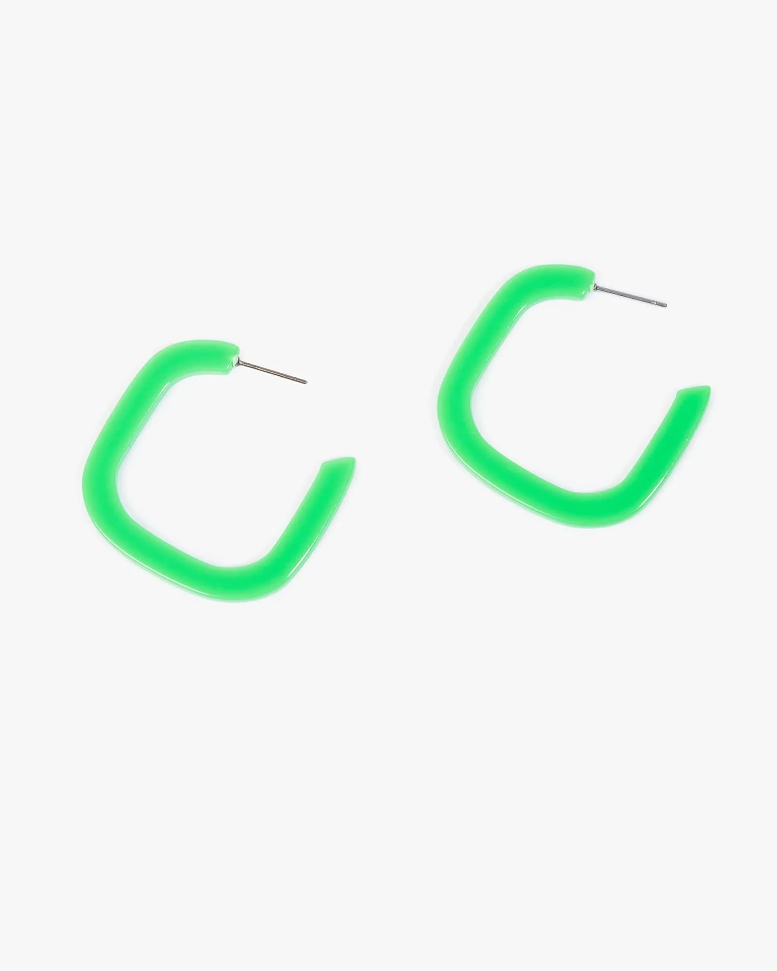 Green Chunky Square Hoop Earrings