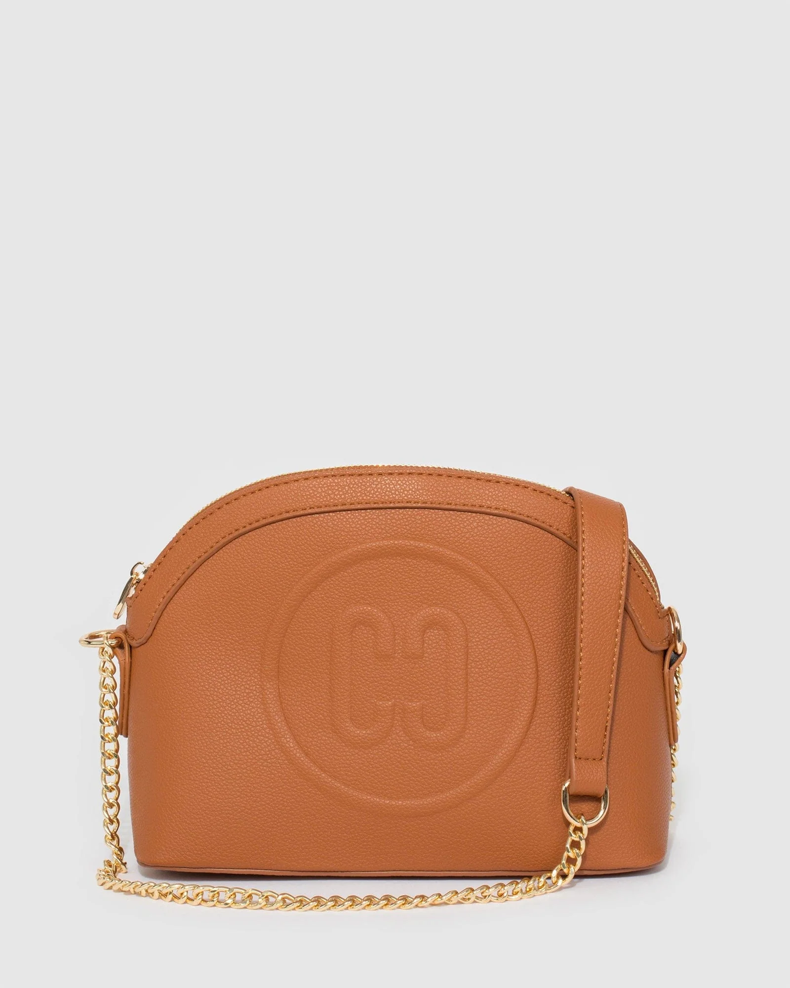 Tan Raina Embossed Crossbody Bag