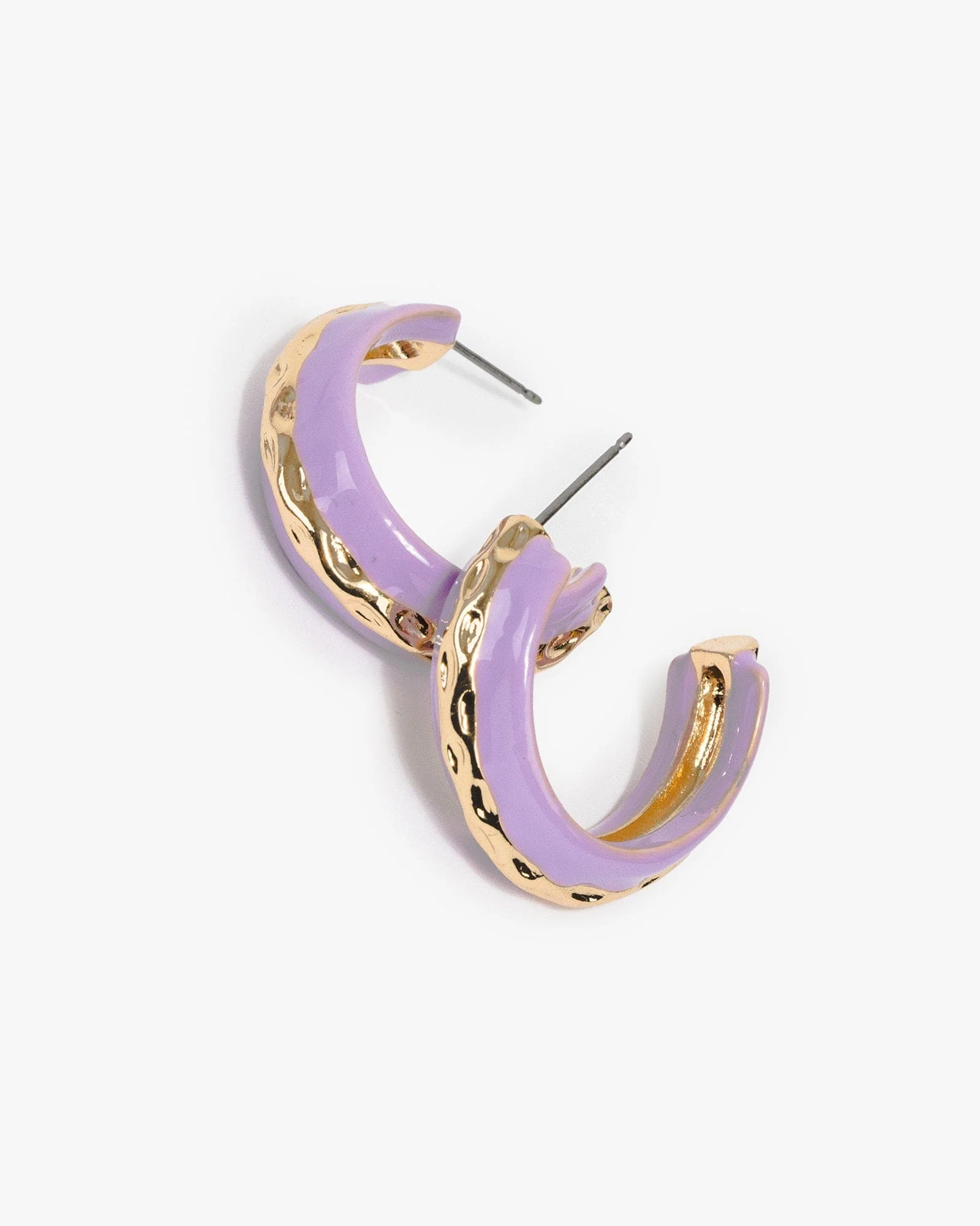 Purple Organic Lined Hoop Earrings