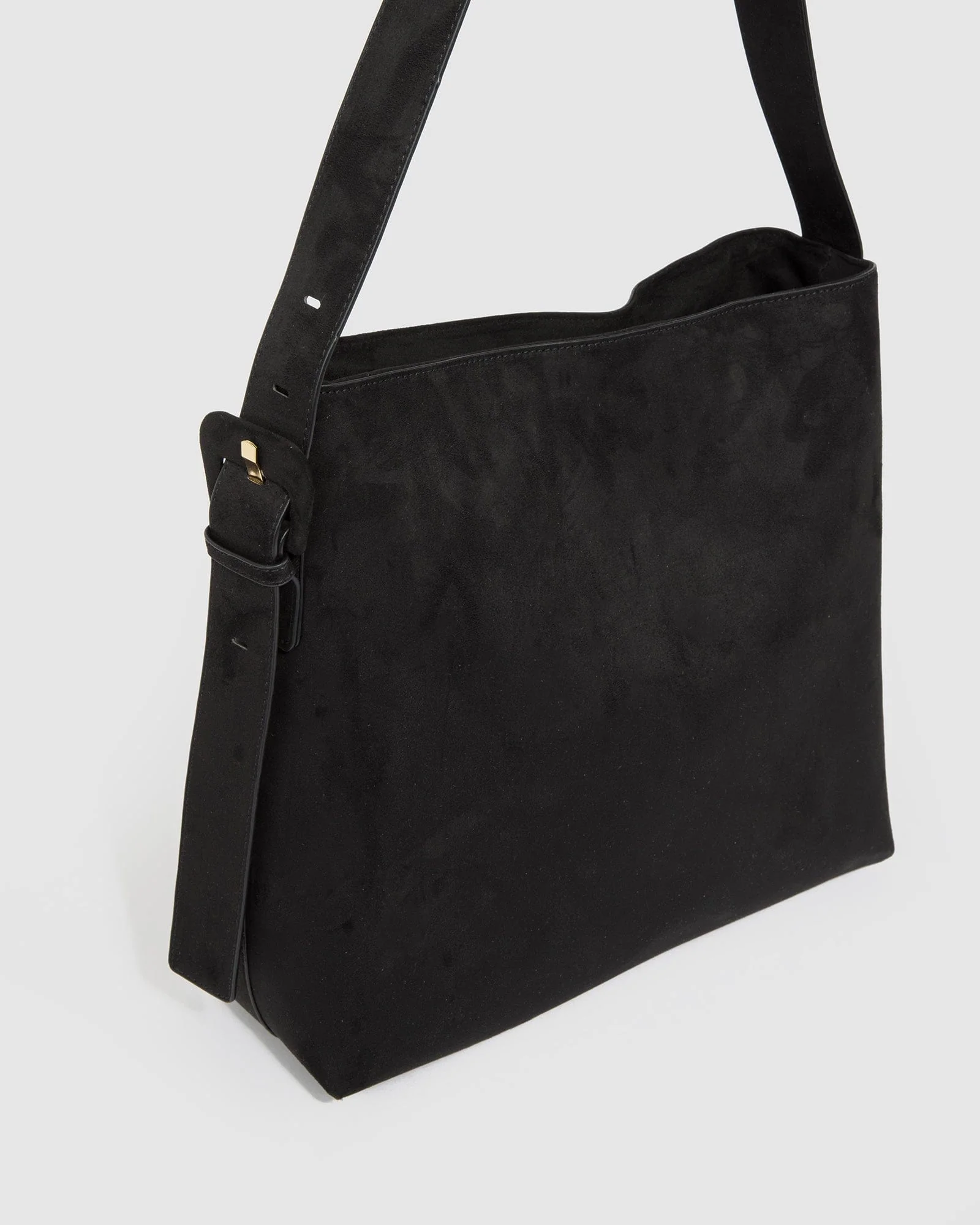Black Olivia Suede Slouch Bag