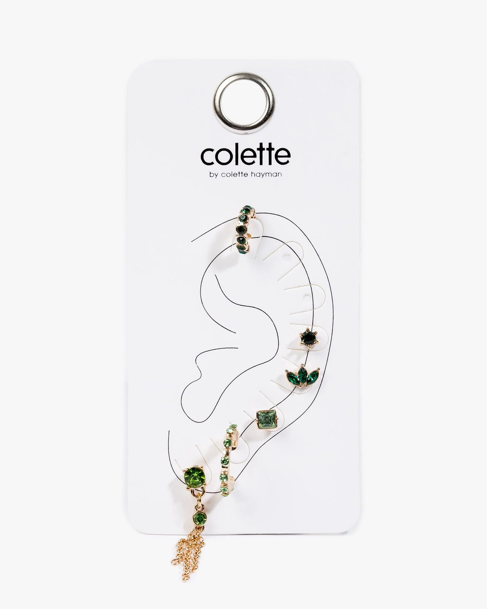 Green Mixed Stud Hoop Pack Earrings