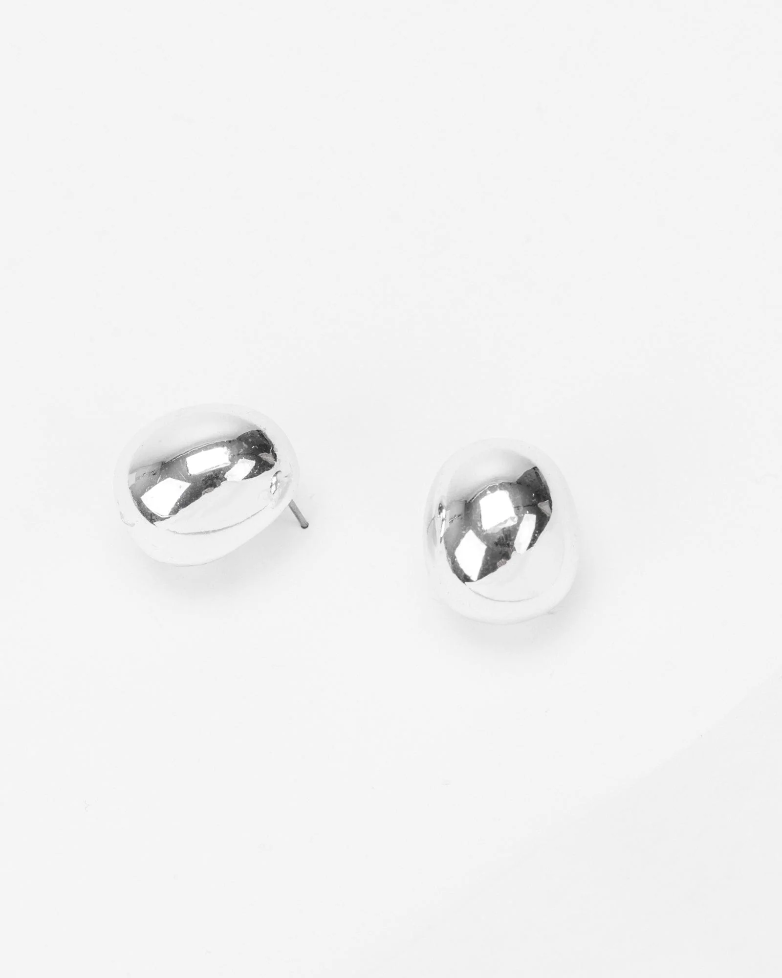Silver Chubby Drop Stud Earrings