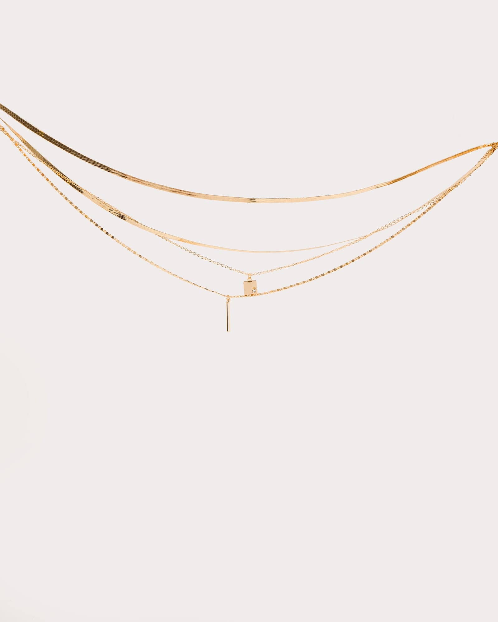 Gold Multi Layer Bar Necklace