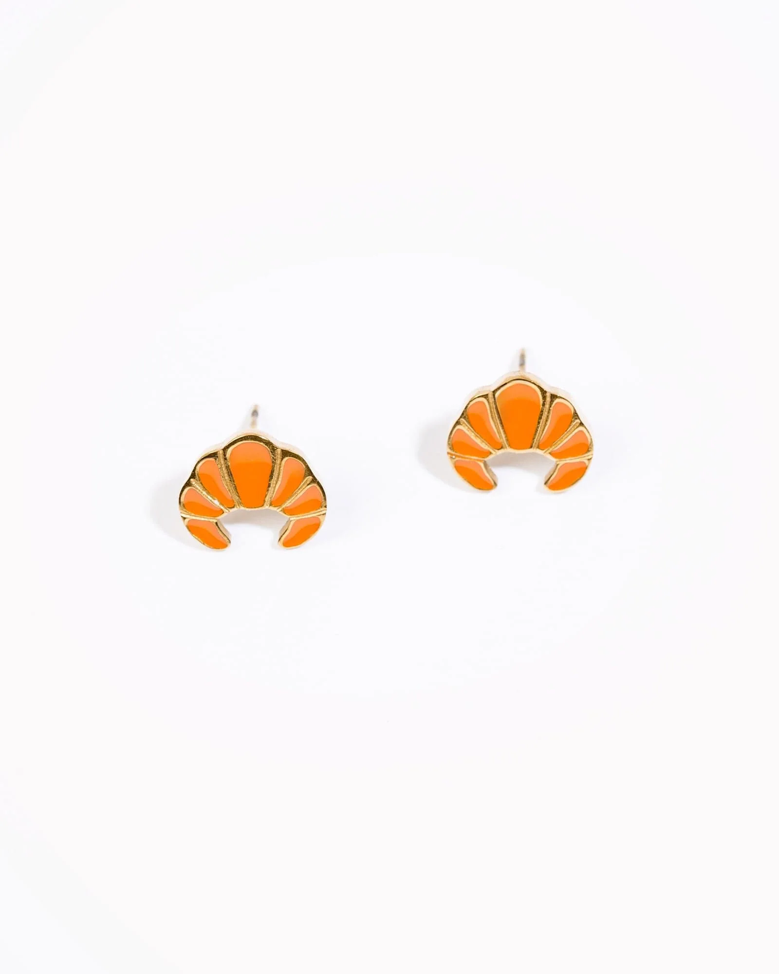 Brown Croissant Stud Earrings