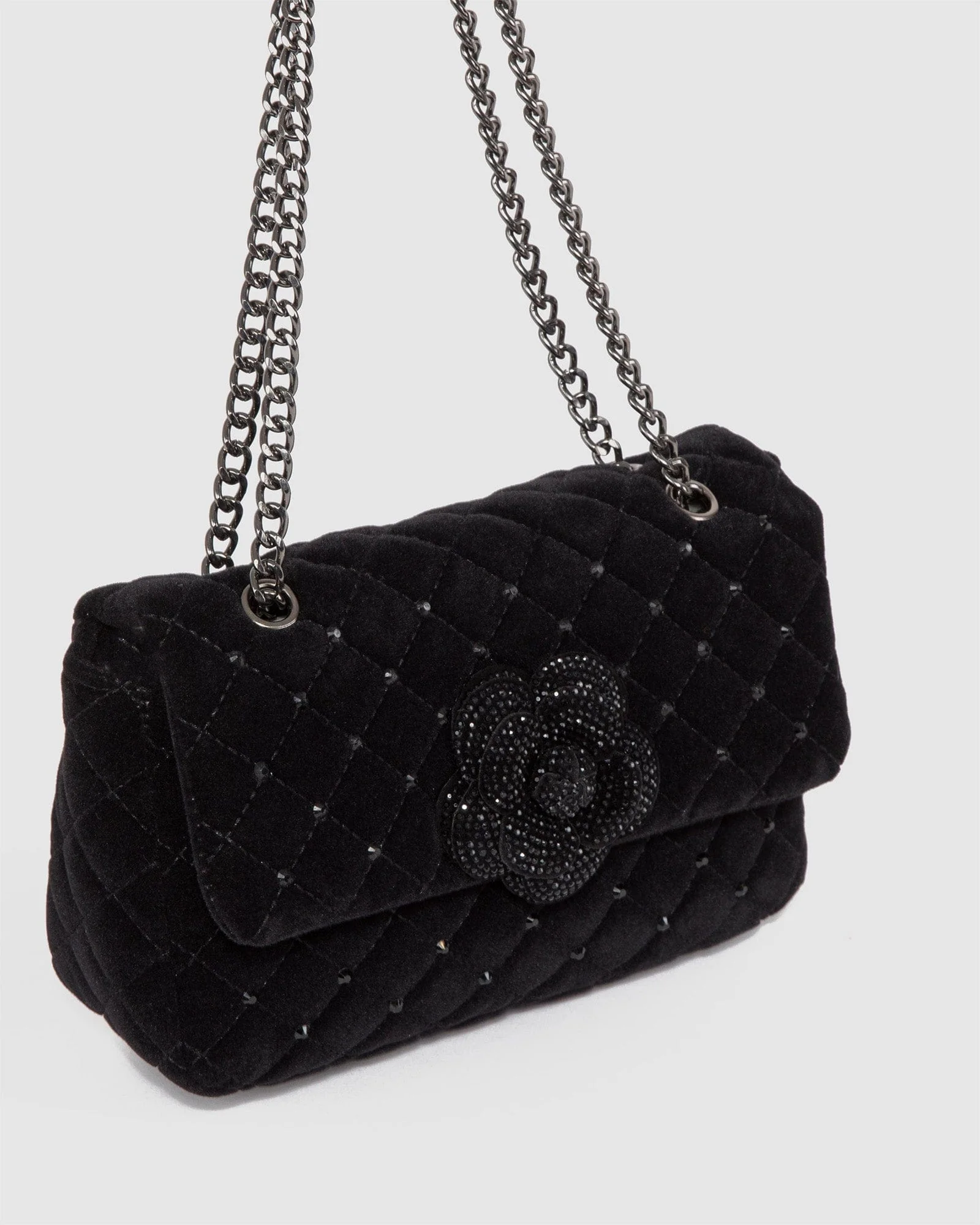 Black Camille Rose Crossbody Bag