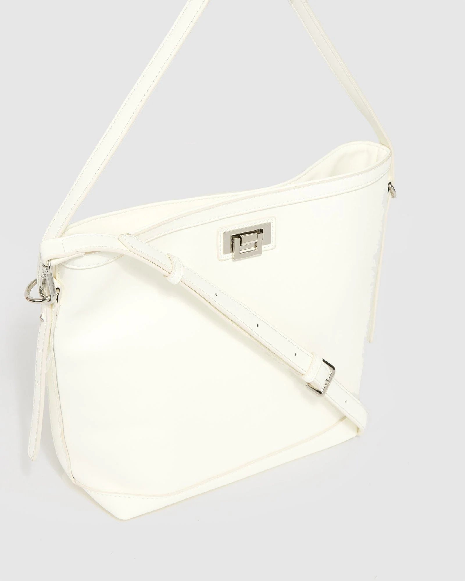 White Zoey Lock Bucket Bag