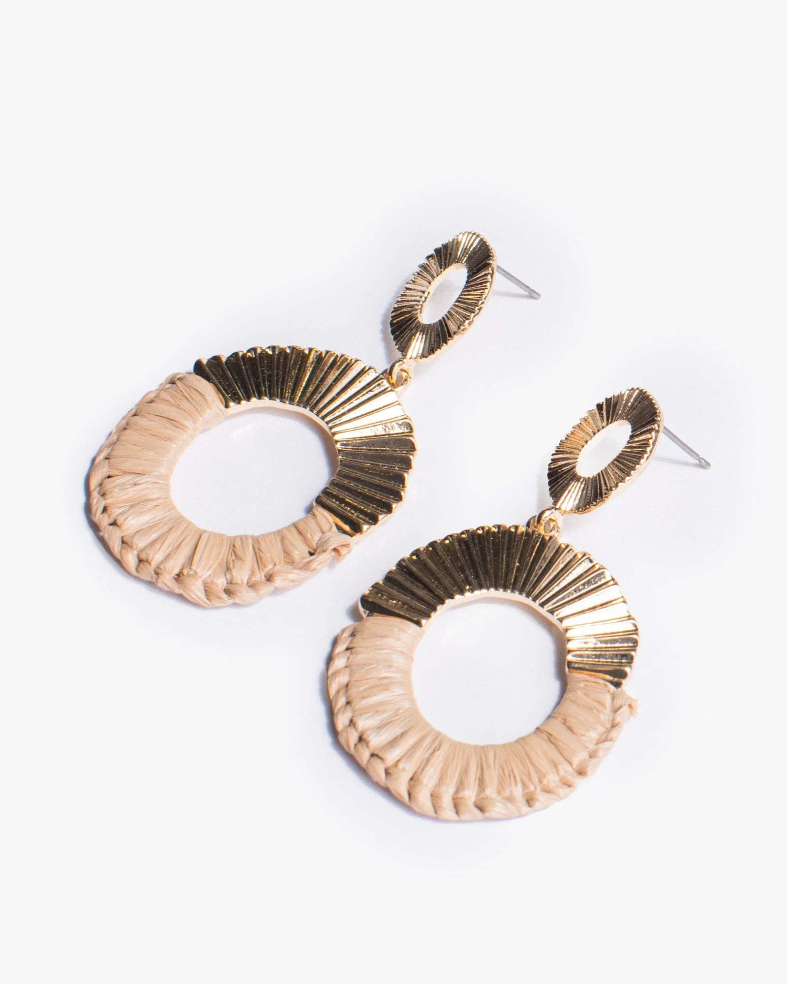 Brown Half Wrapped Oval Earrings