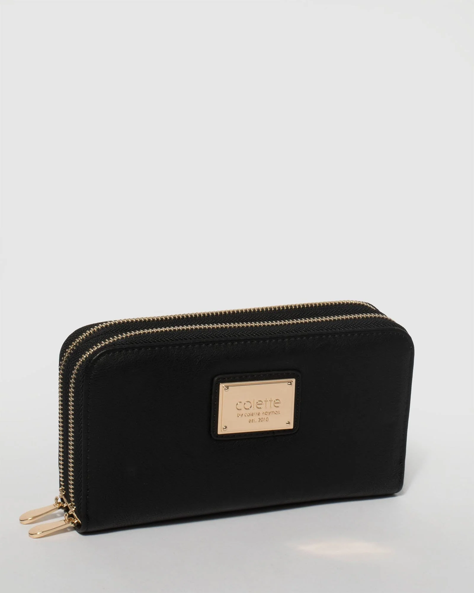 Black And Gold Zip Around Wallet
