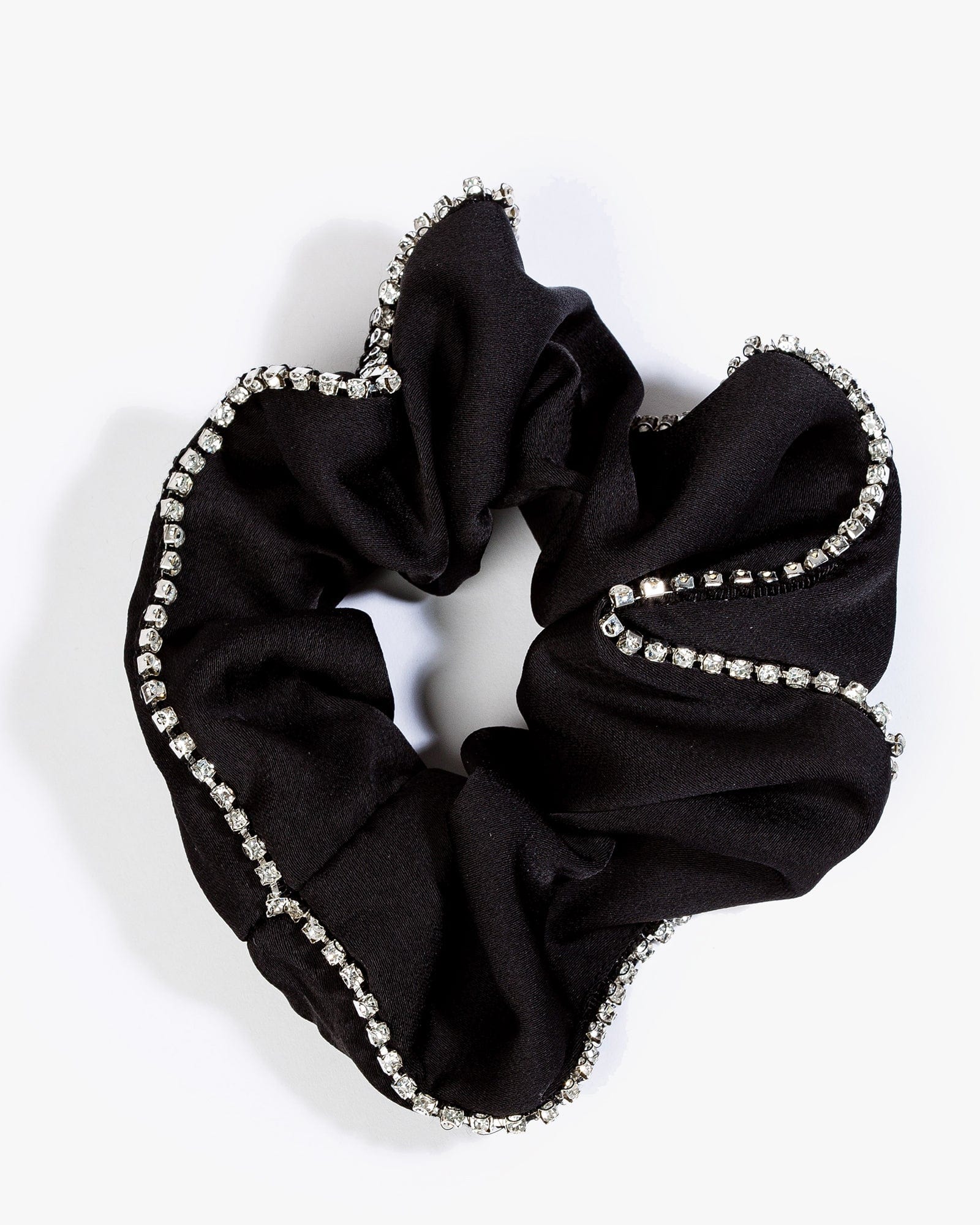 Black Rhinestone Trim Hair Scrunchie