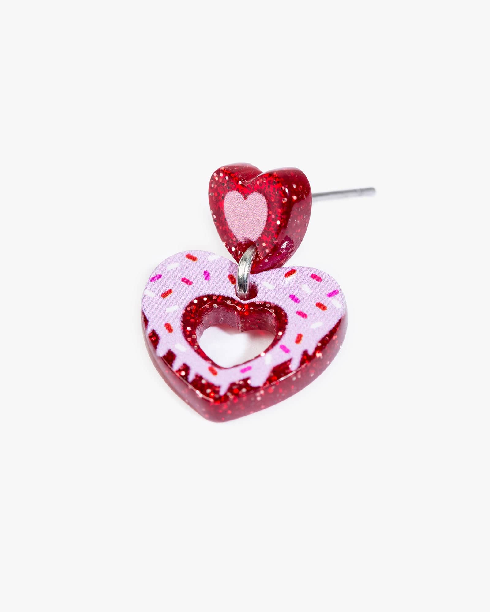 Multi Colour Sprinkled Love Heart Drop Earrings