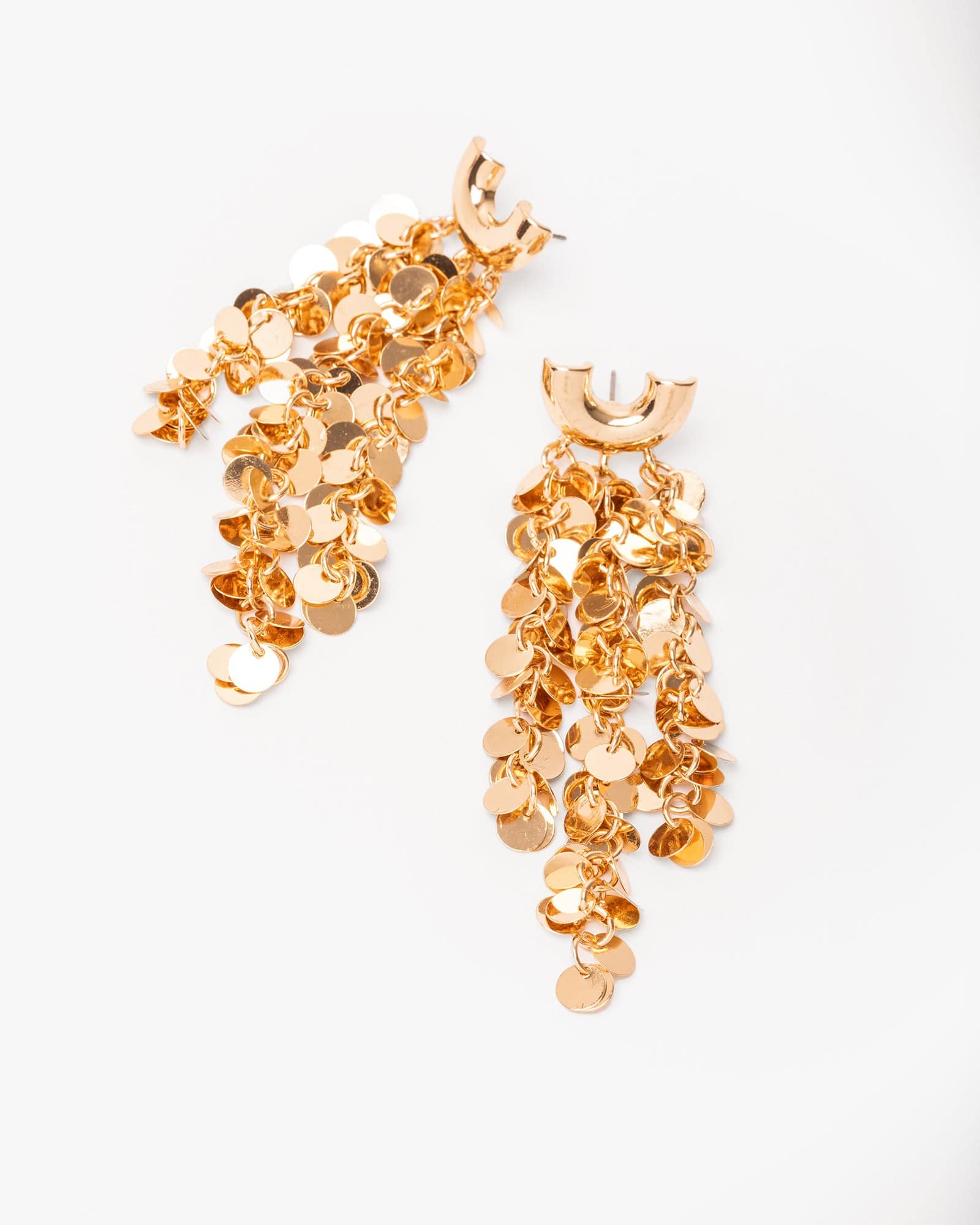 Gold Disc Embellished Drop Earrings