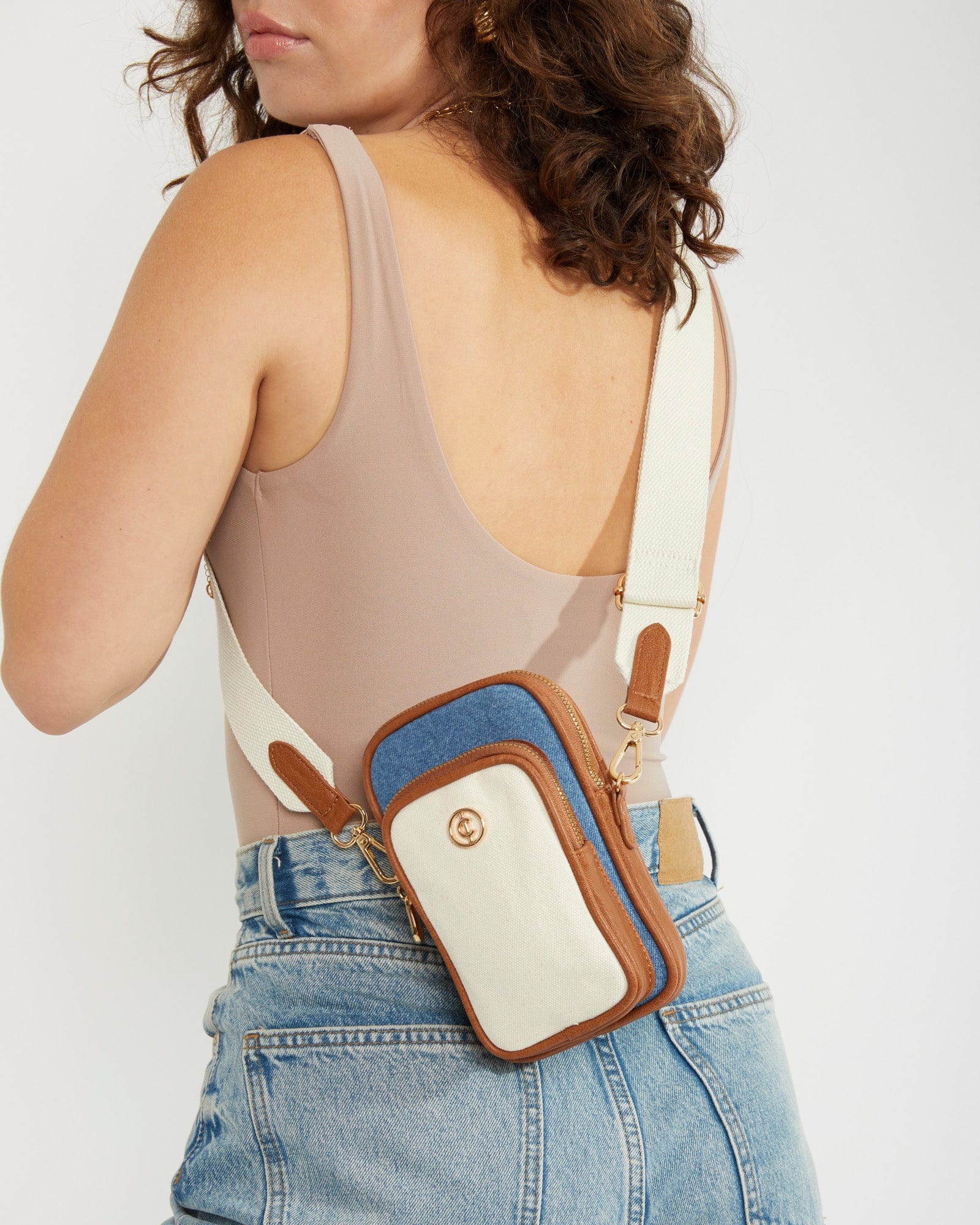 Multi Colour Koni Phone Denim Crossbody Bag