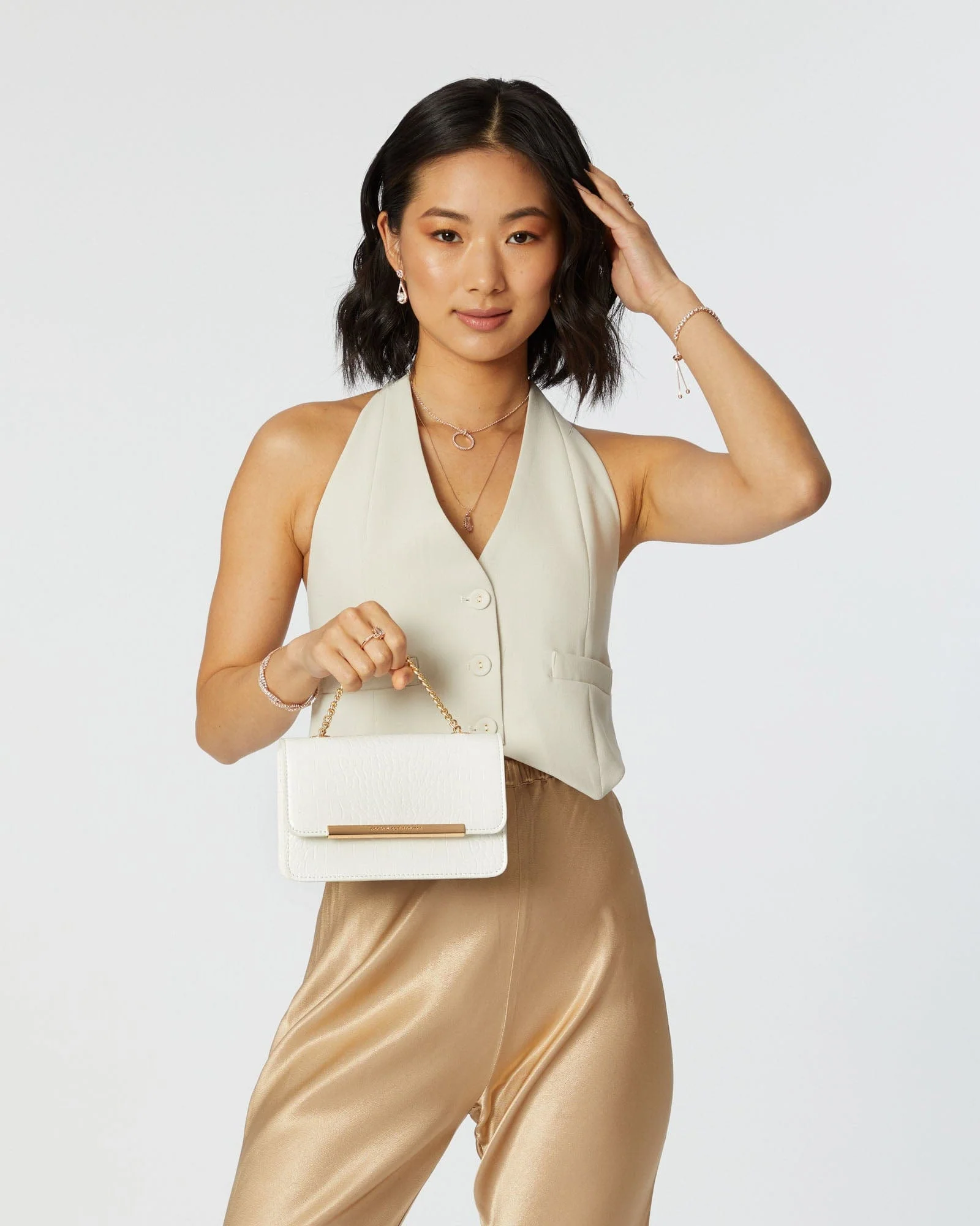 White Lauren Chain Crossbody Bag