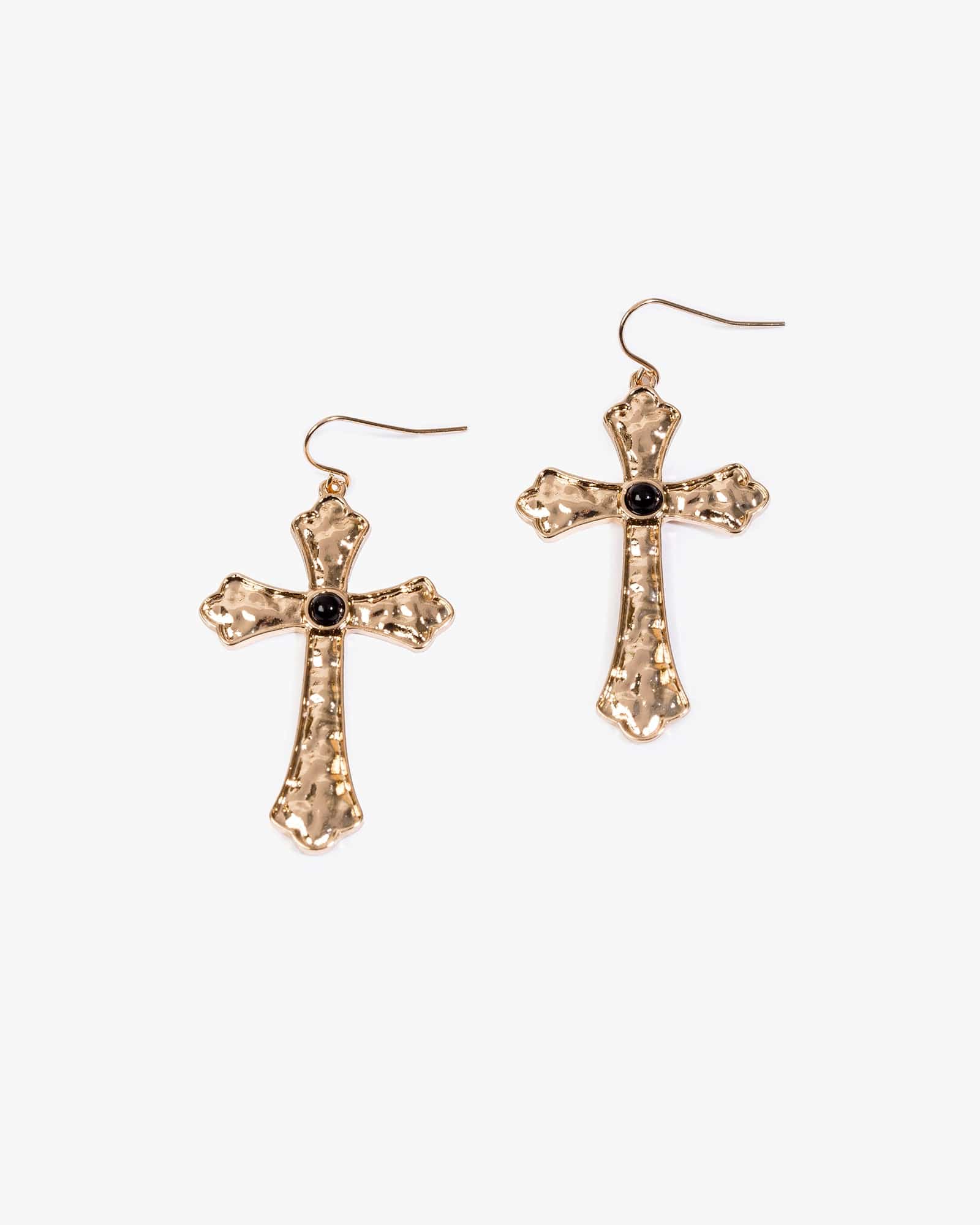 Black Textural Cross Hook Earrings