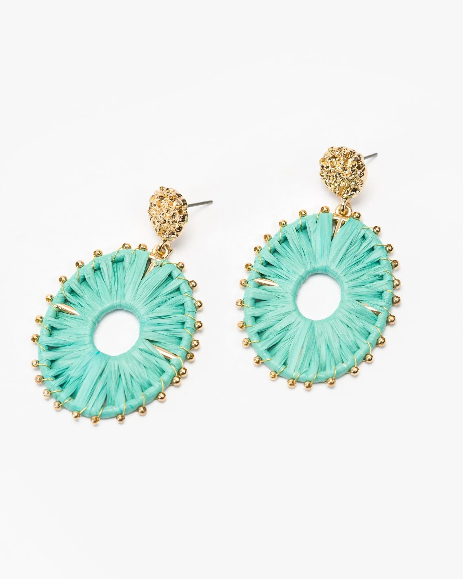 Green Wrapped Oval Drop Earrings