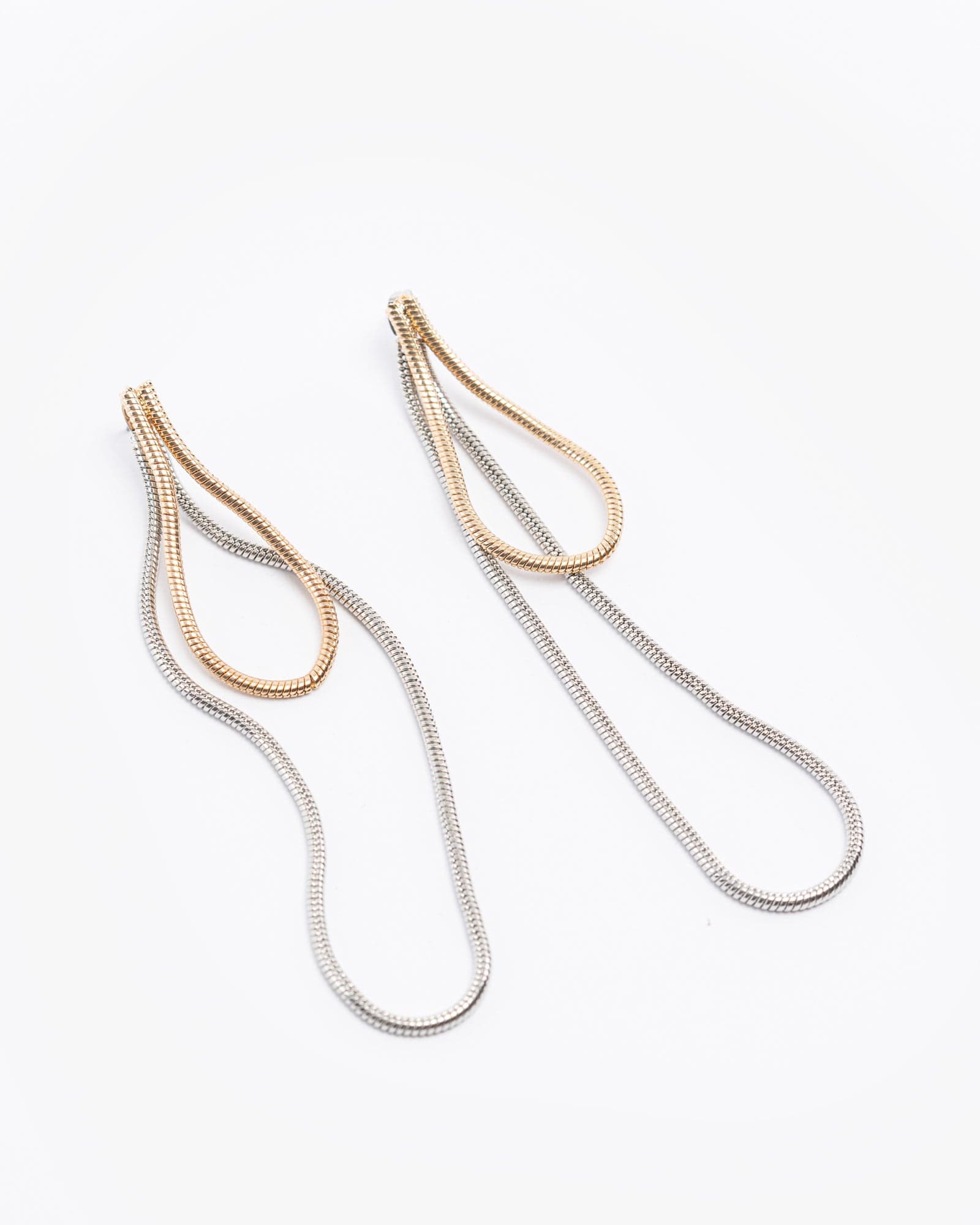Multi Colour Double Chain Loop Drop Earrings