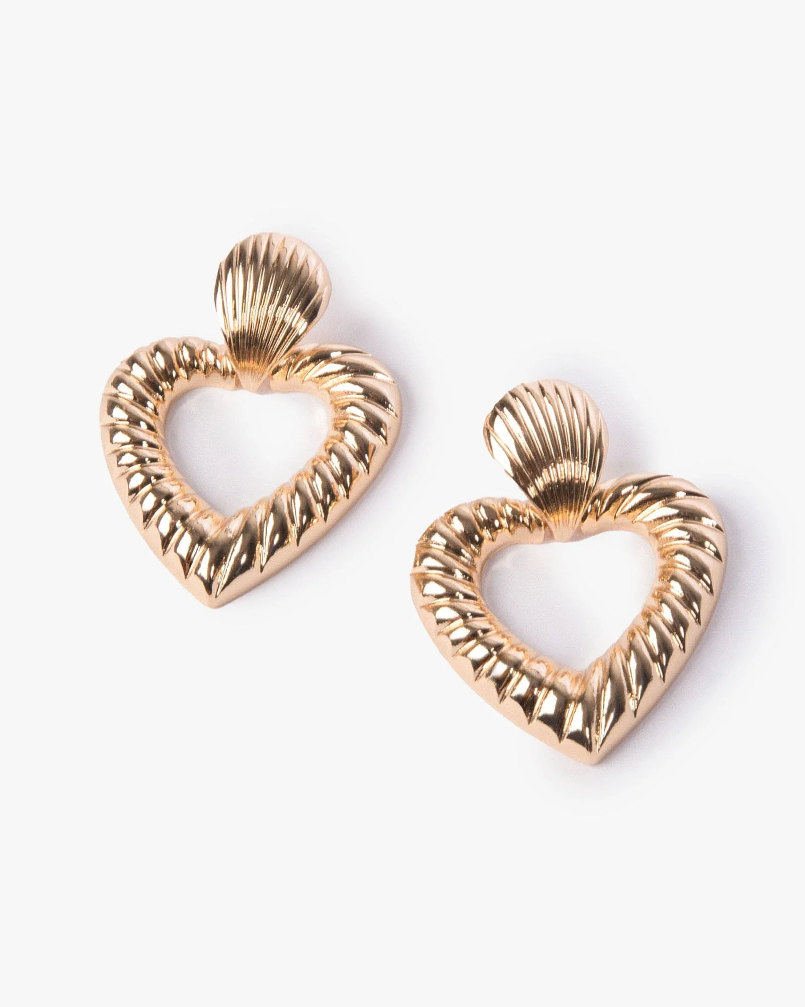 Gold Heart Door Knocker Earrings