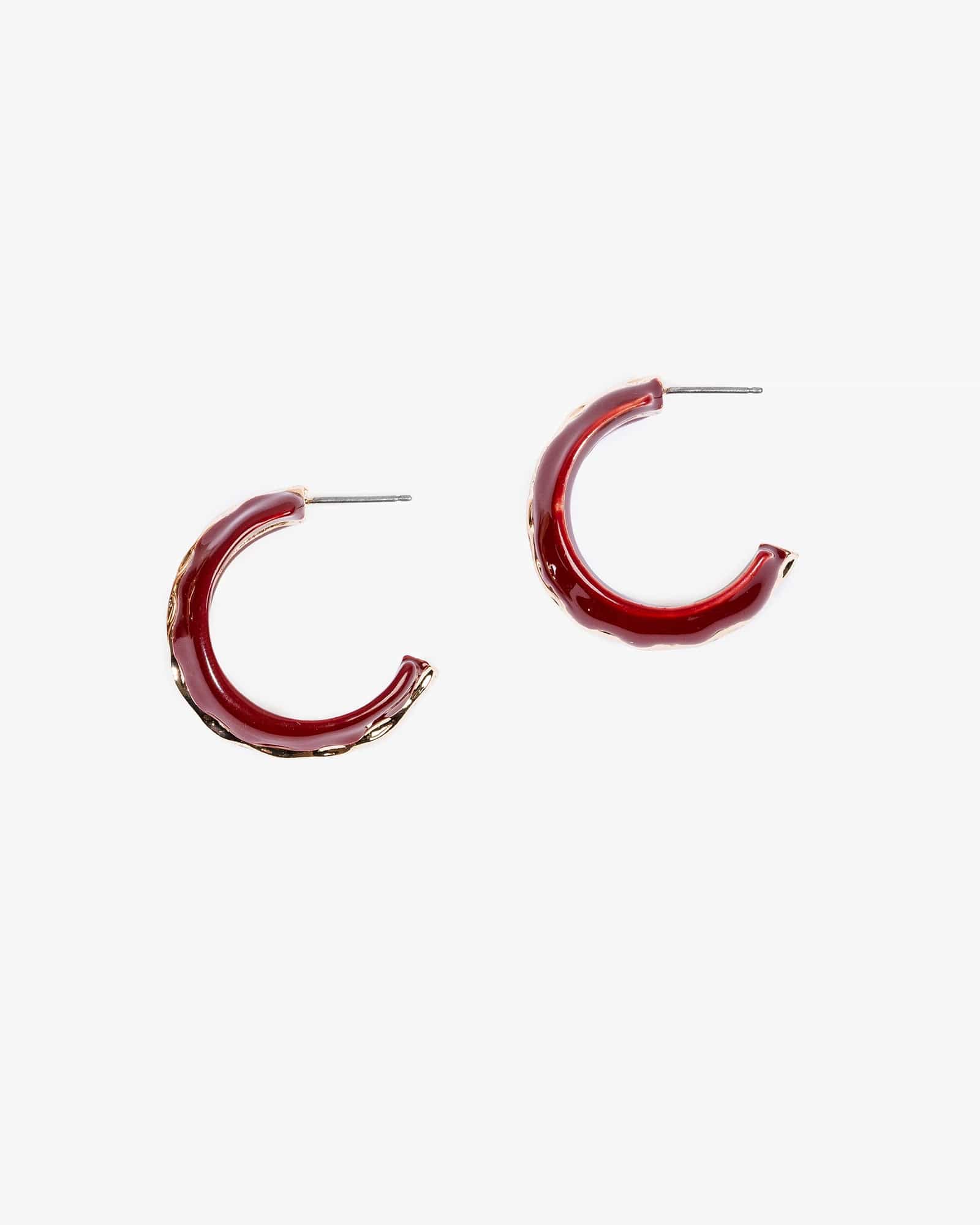 Red Organic Lined Hoop Earrings