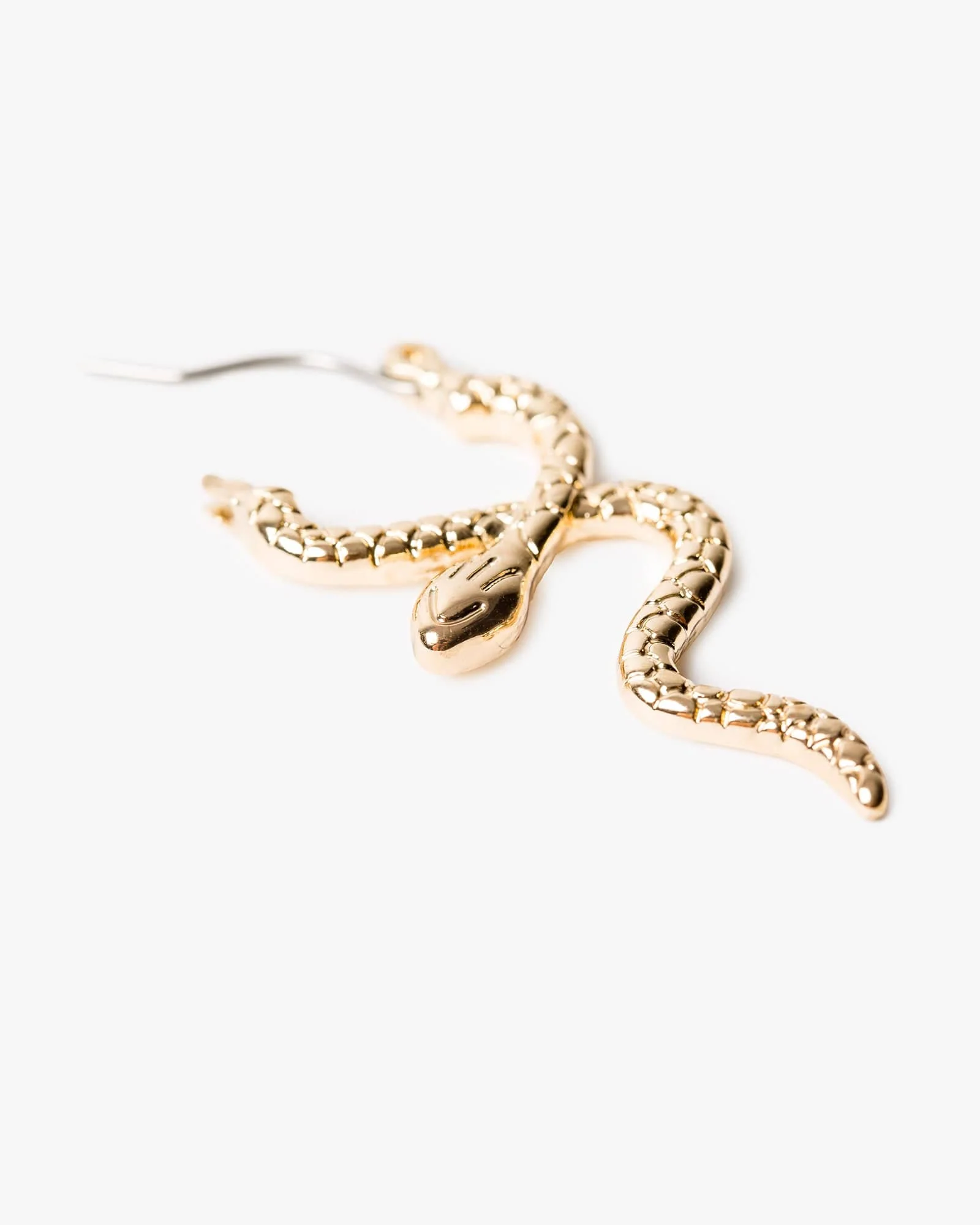 Gold Textured Snake Twist Earrings