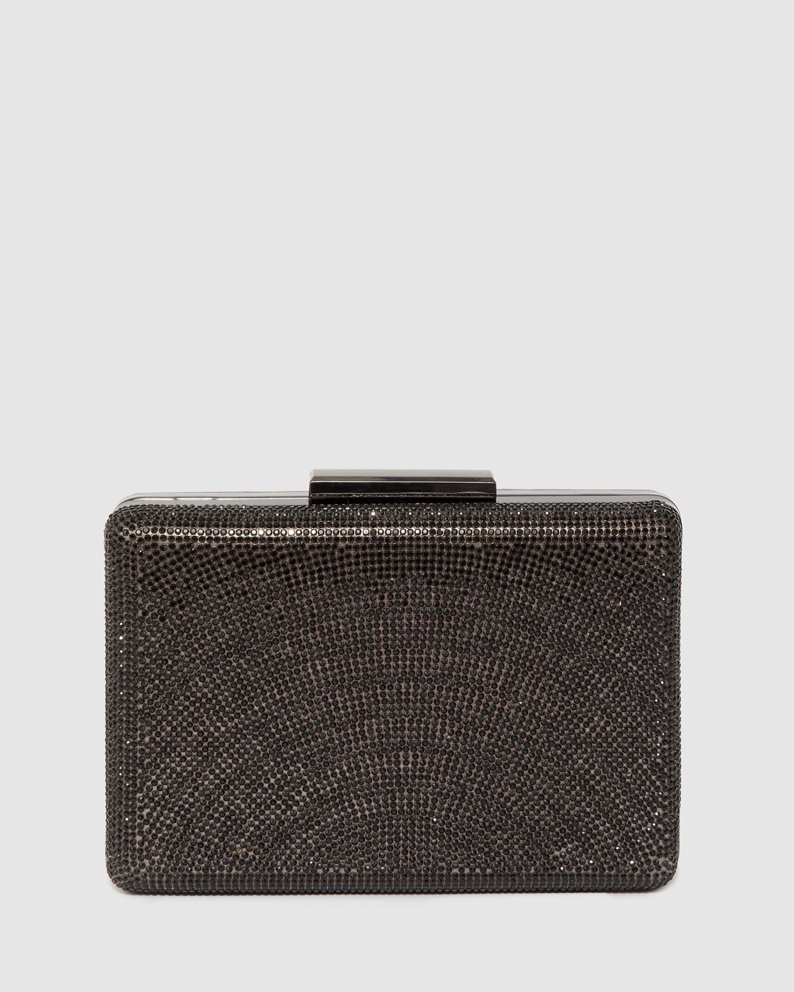 Gunmetal Inaya Crystal Clutch Bag