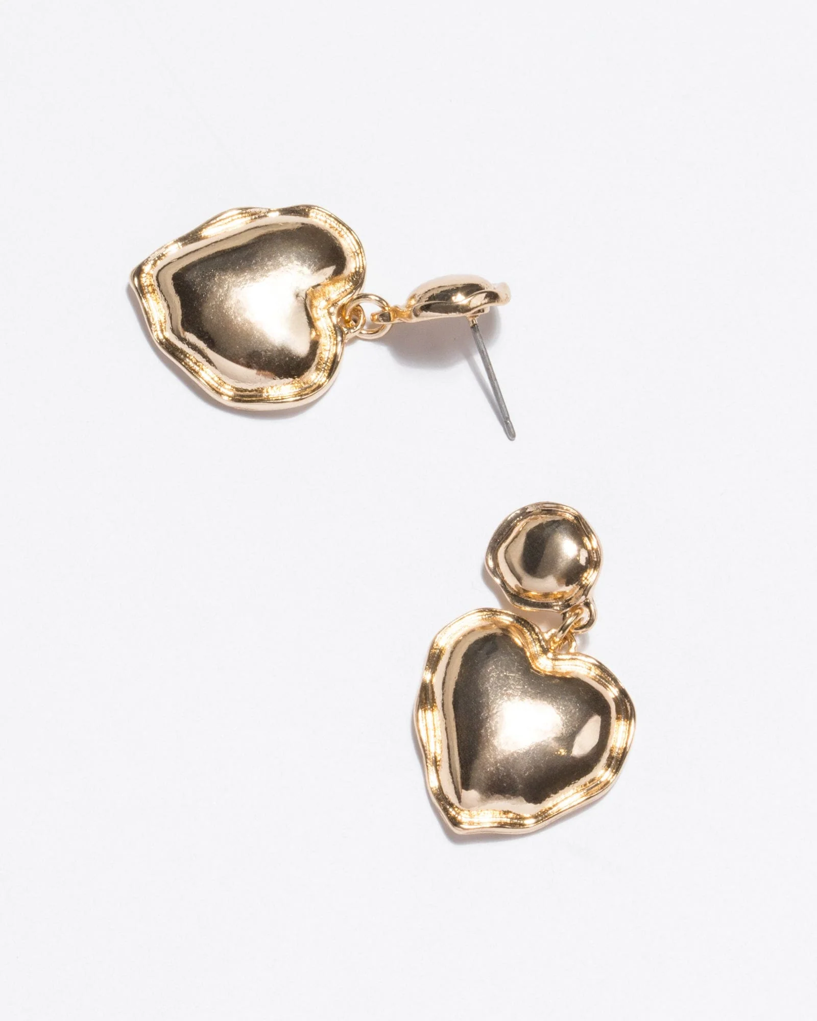 Gold Wavy Heart Drop Earrings