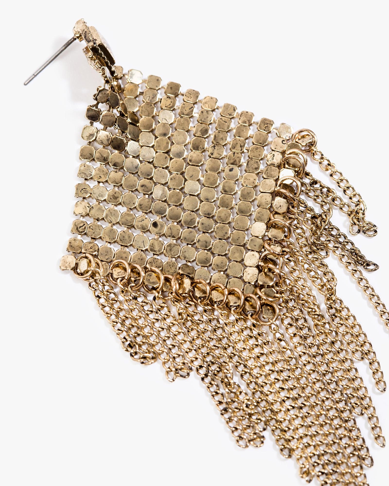 Gold Antique Look Mesh Drop Earrings